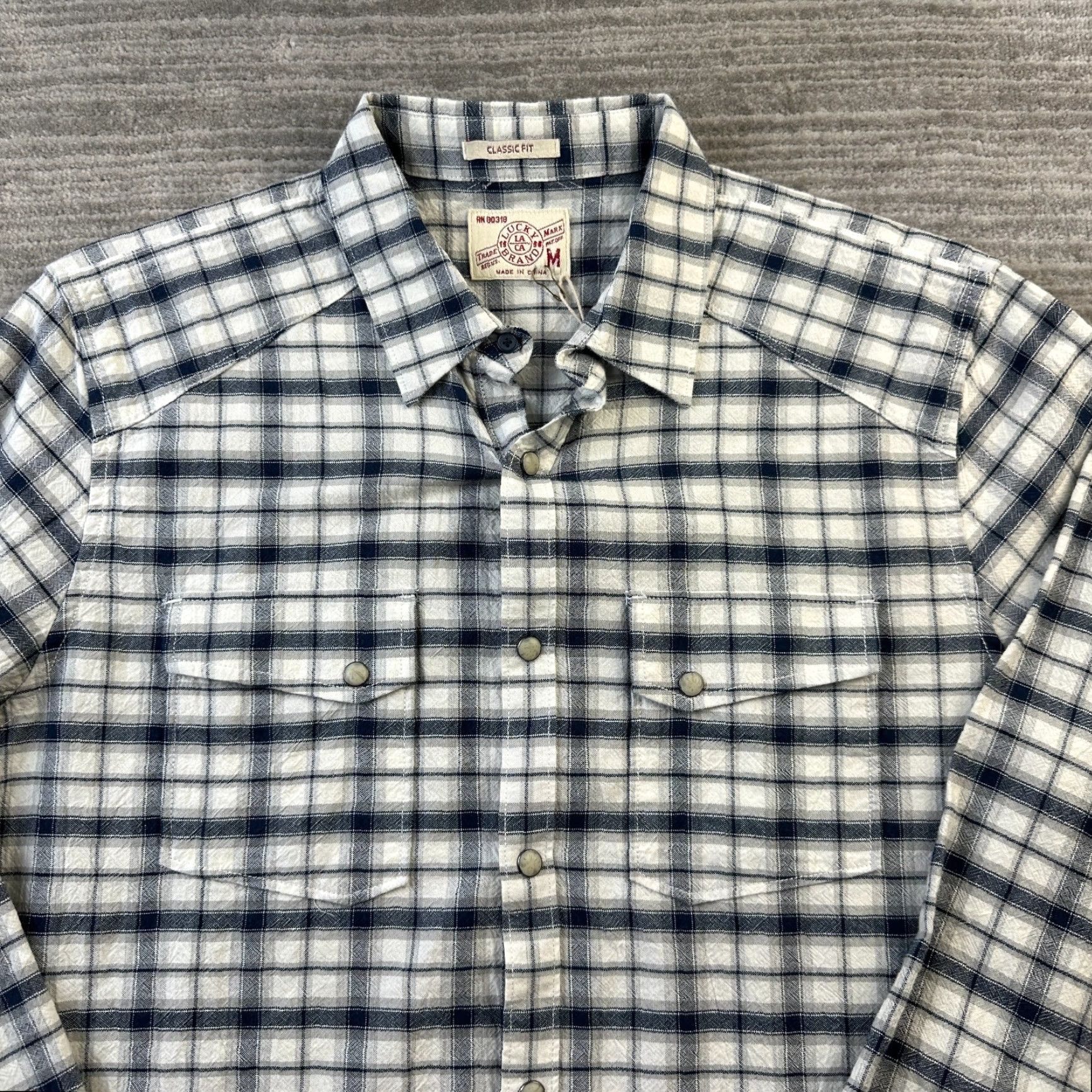 Lucky Brand Lucky Brand Shirt Mens M Blue White Plaid Pearl Snap Western Button-Up Casual Size US M / EU 48-50 / 2 - 3 Thumbnail
