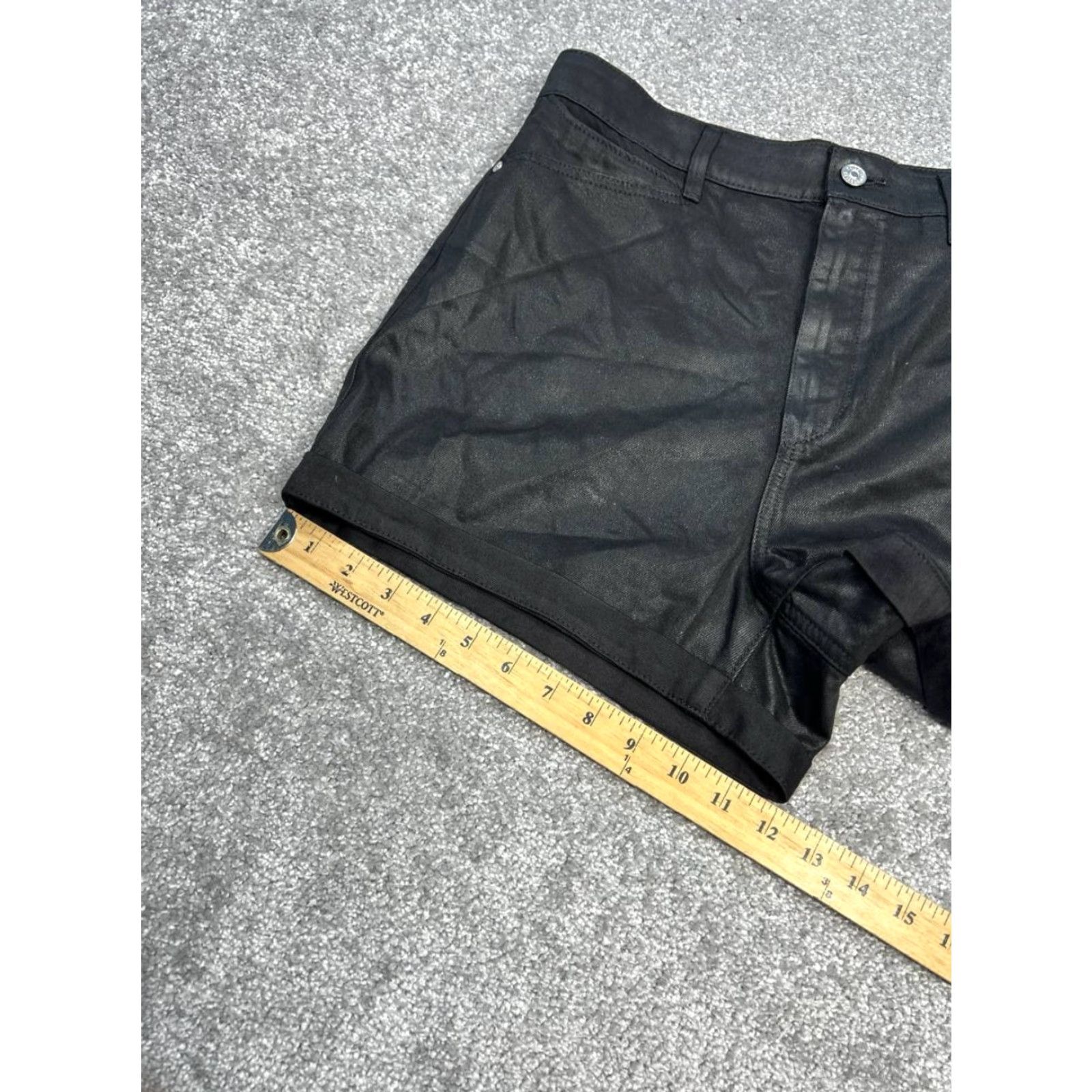 Paige Paige Shorts Womens 30 Black Denim Logo Cotton Stretch High Rise Cuffed Hem Size 30" / US 8 / IT 44 - 3 Thumbnail