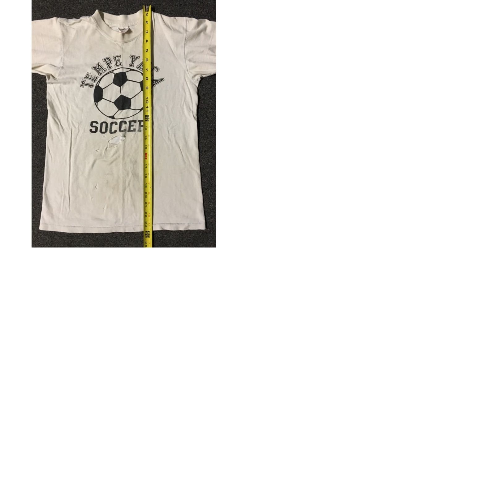 Thrasher VINTAGE Tempe YMCA Soccer Shirt Mens S White Distressed Thrashed 70s 80s Grunge USA single stitch Size US S / EU 44-46 / 1 - 9 Thumbnail