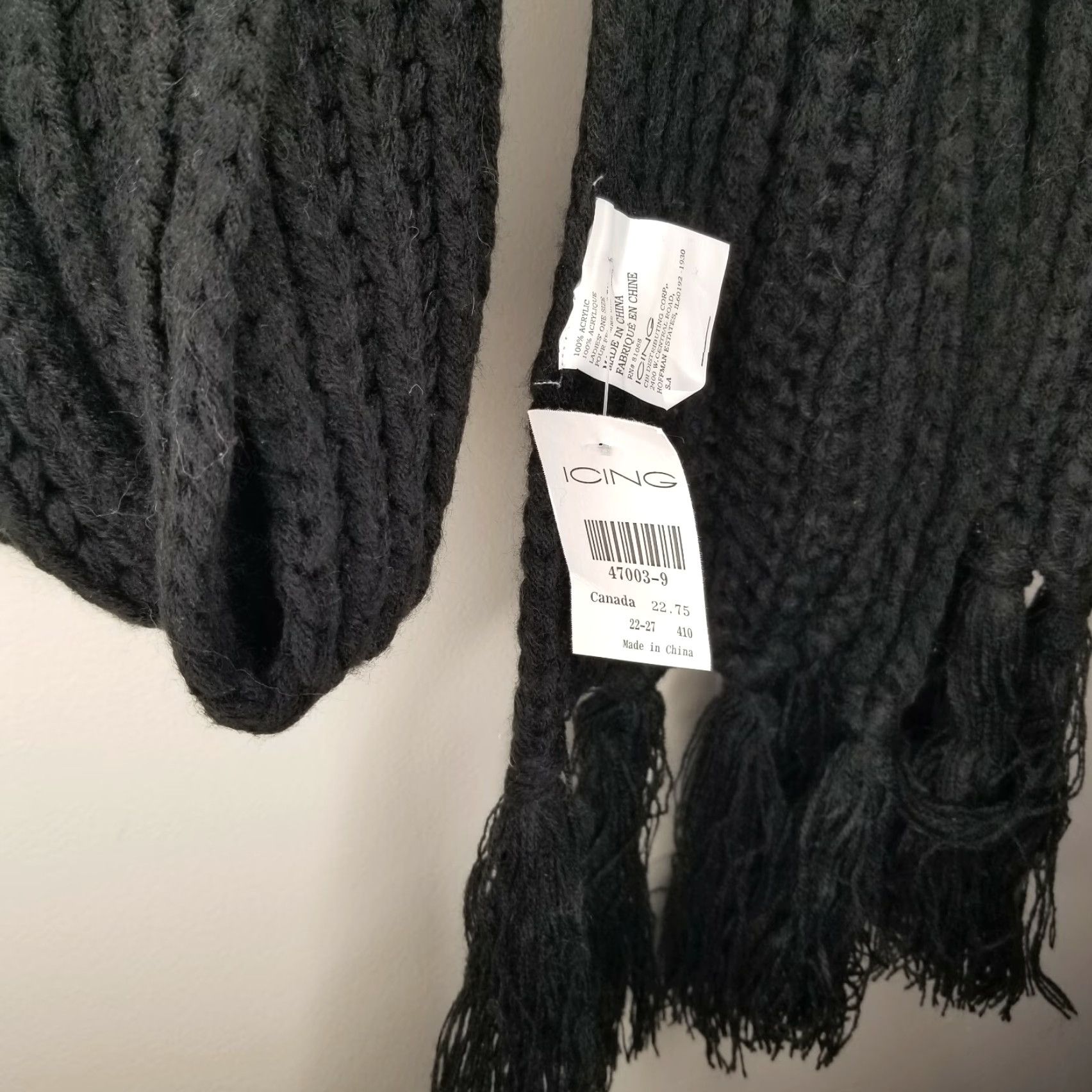 Vintage Icing Scarf One Size Black Knit Acrylic Winter Womens Size ONE SIZE - 2 Thumbnail