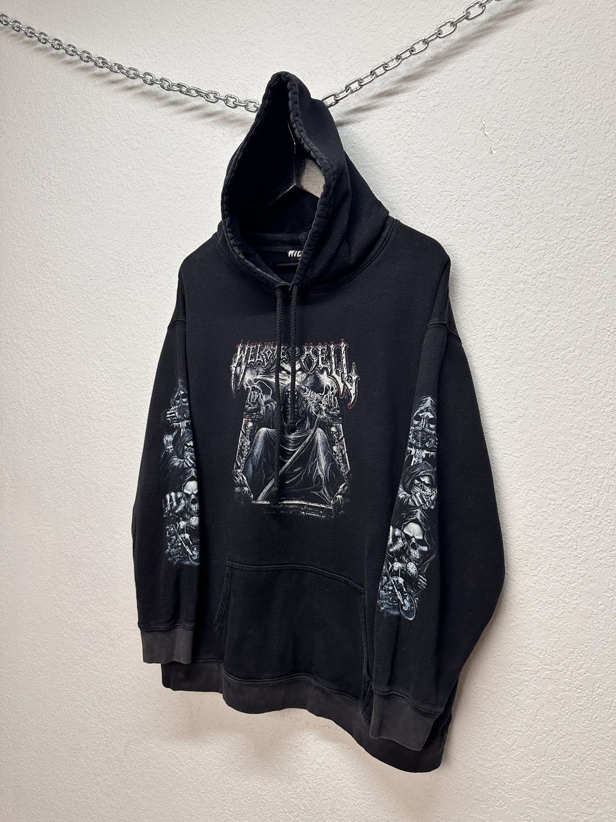 Band Tees Vintage Hoodie Welcome To Well Gothic Punk Wild 90s skull Size US XL / EU 56 / 4 - 4 Thumbnail