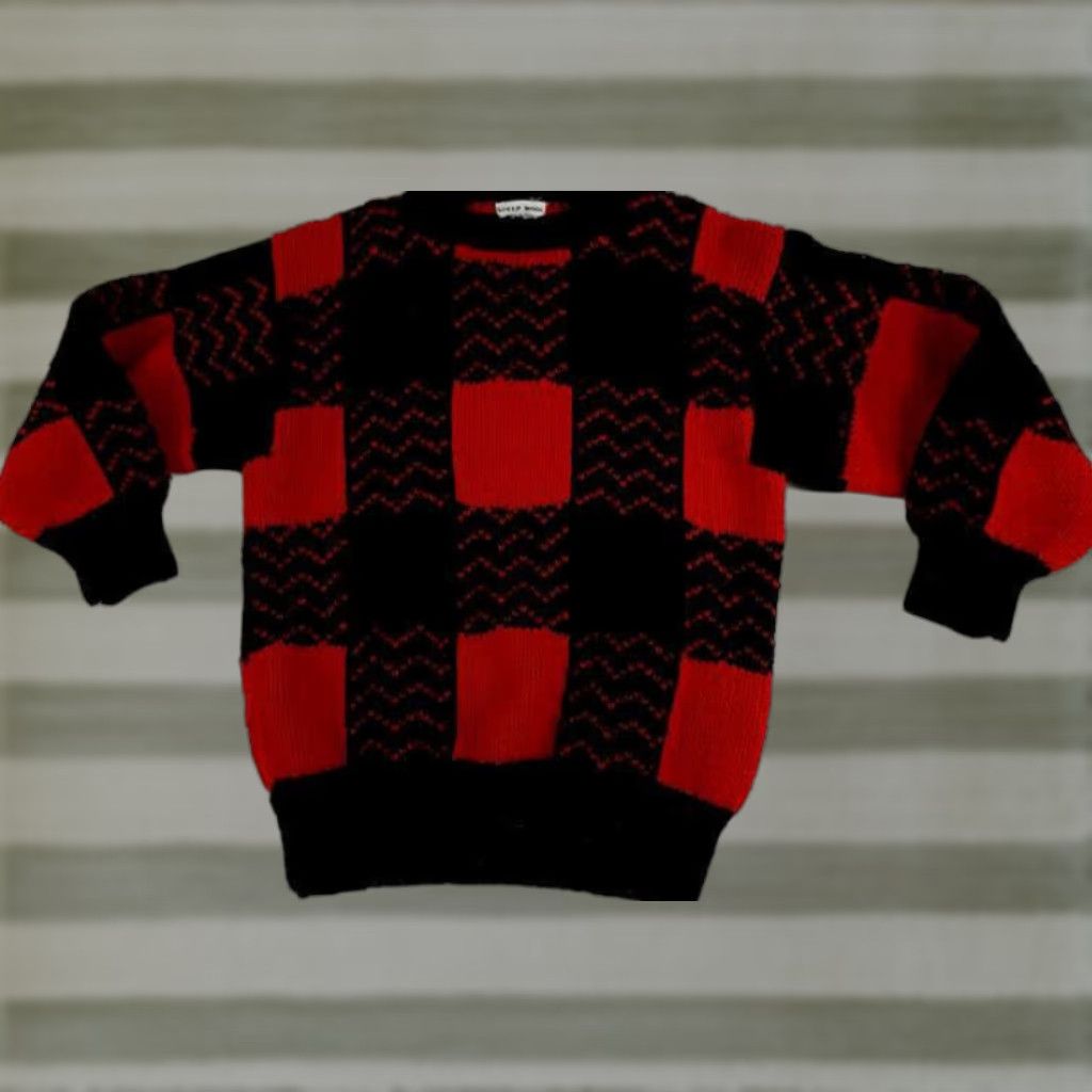 Vintage Sheep Wool Peru Sweater M Men Crew Neck Plaid Red Black Pullover Wool 24in 20in Pit to Pit Size US M / EU 48-50 / 2 - 1 Thumbnail