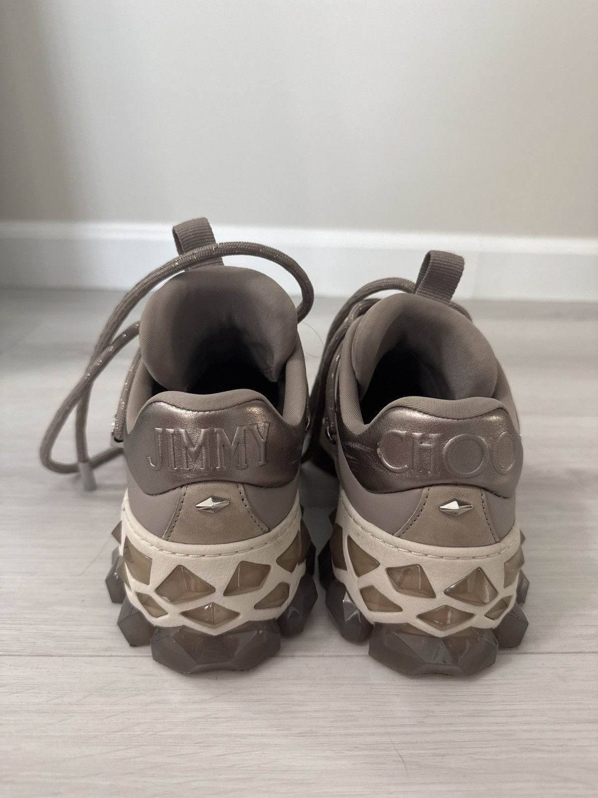 Jimmy Choo Jimmy Choo Diamond X II/F | Taupe Leather Trainers size 37 Size US 7 / IT 37 - 4 Thumbnail