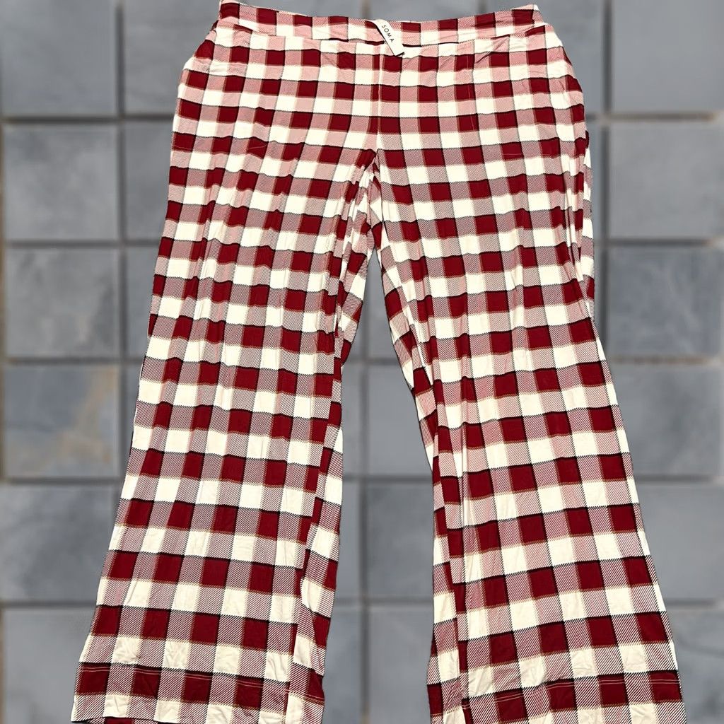 Vintage Soma Pajama Lounge Pants Womens XXL Red Plaid Stretch Sleep Pants Size 40" / US 18 - 1 Thumbnail