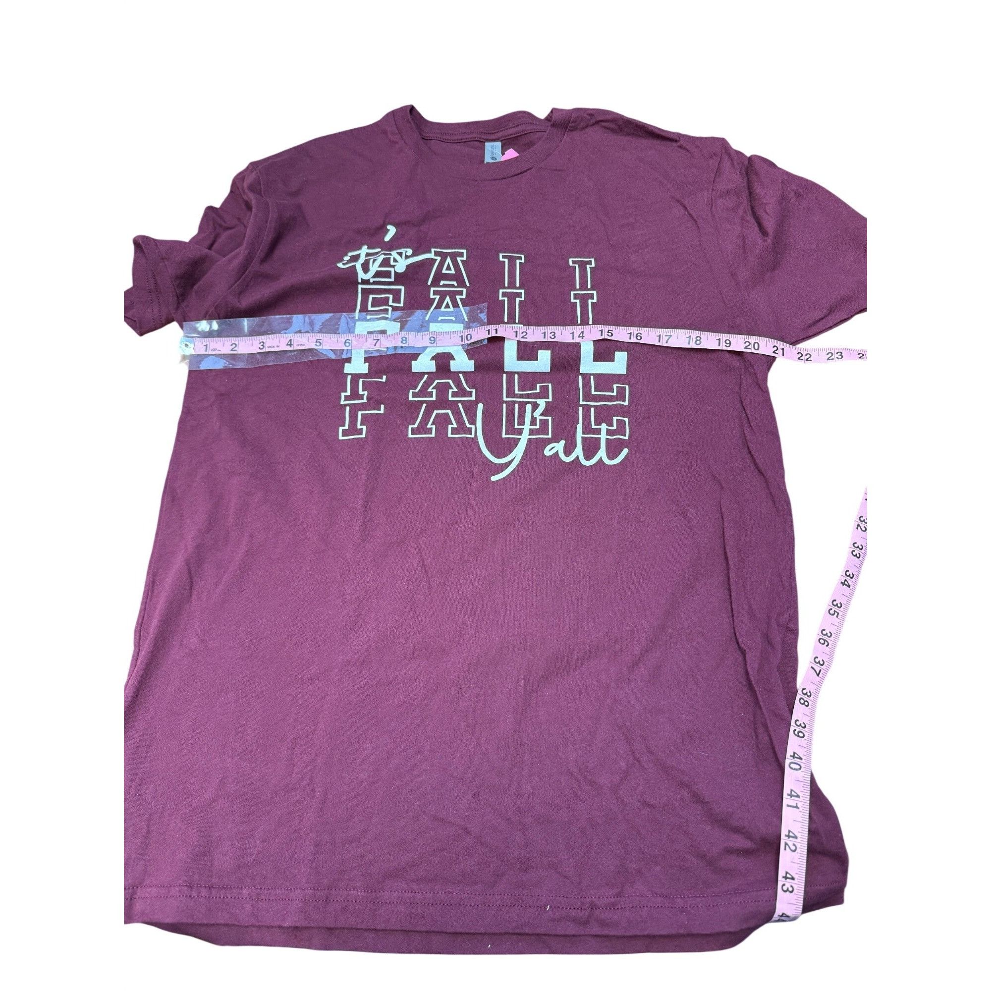 Next Level Its Fall Yall T-Shirt Burgundy Large Next Level 100% Cotton Size L / US 10 / IT 46 - 4 Thumbnail