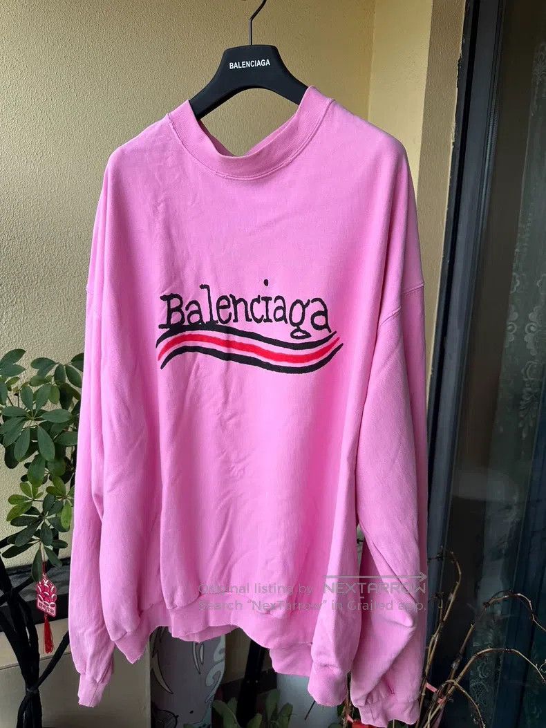 Balenciaga Balenciaga Pink Wave Logo Sweatshirt Size US XL / EU 56 / 4 - 1 Thumbnail