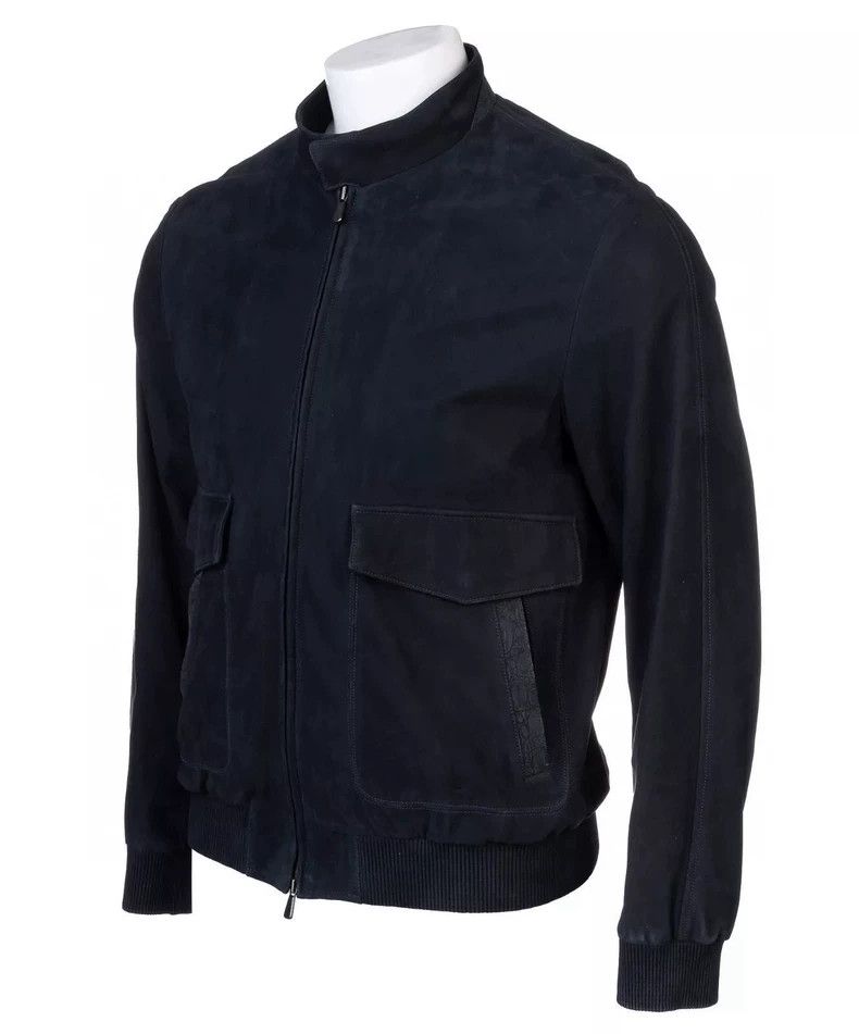 Loro Piana LORO PIANA Blue-gray suede jacket Size US XL / EU 56 / 4 - 4 Thumbnail