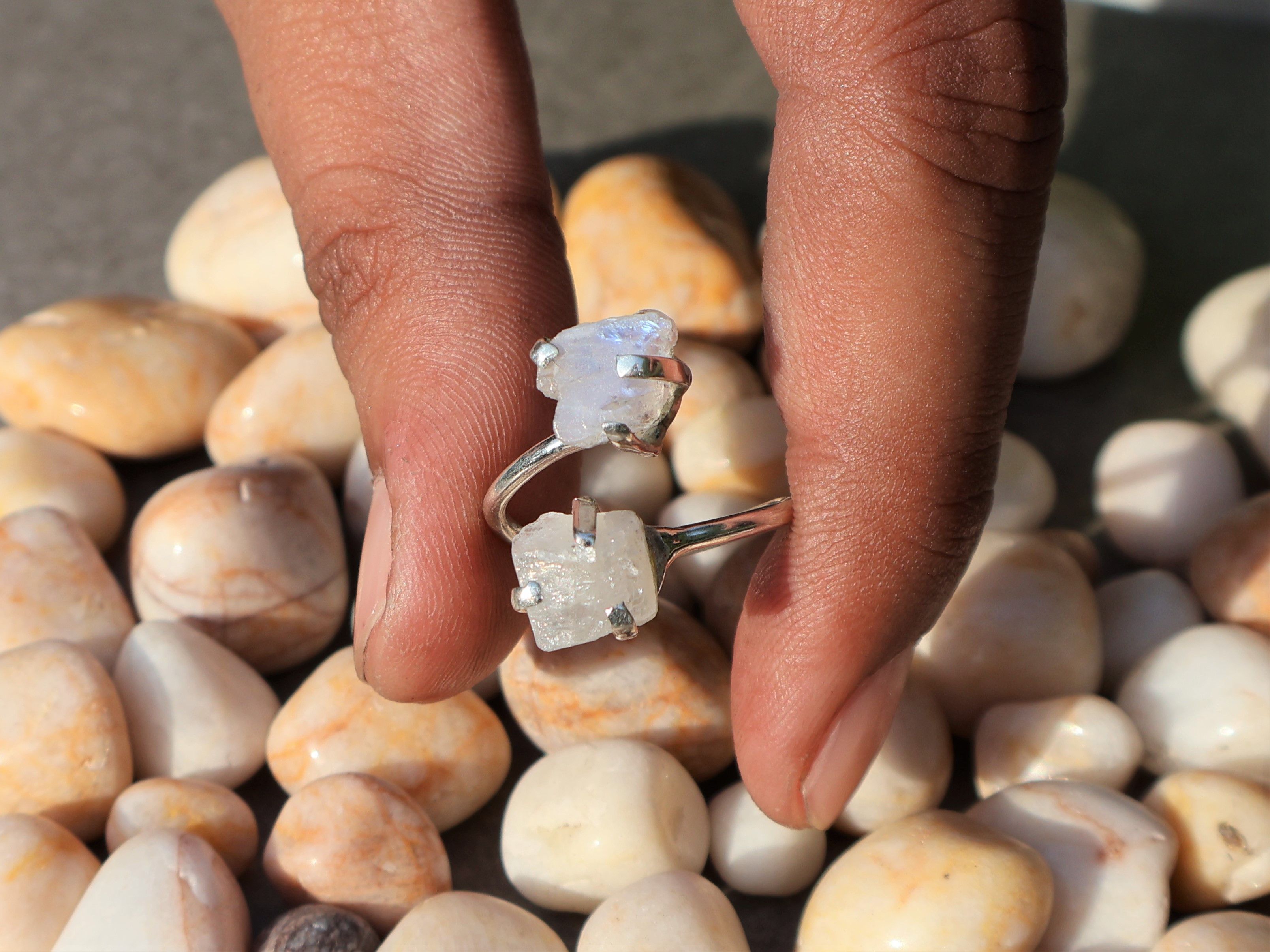 Handmade Raw Moonstone Ring, Handmade Ring, 925 Sterling Silver, Size ONE SIZE - 5 Thumbnail