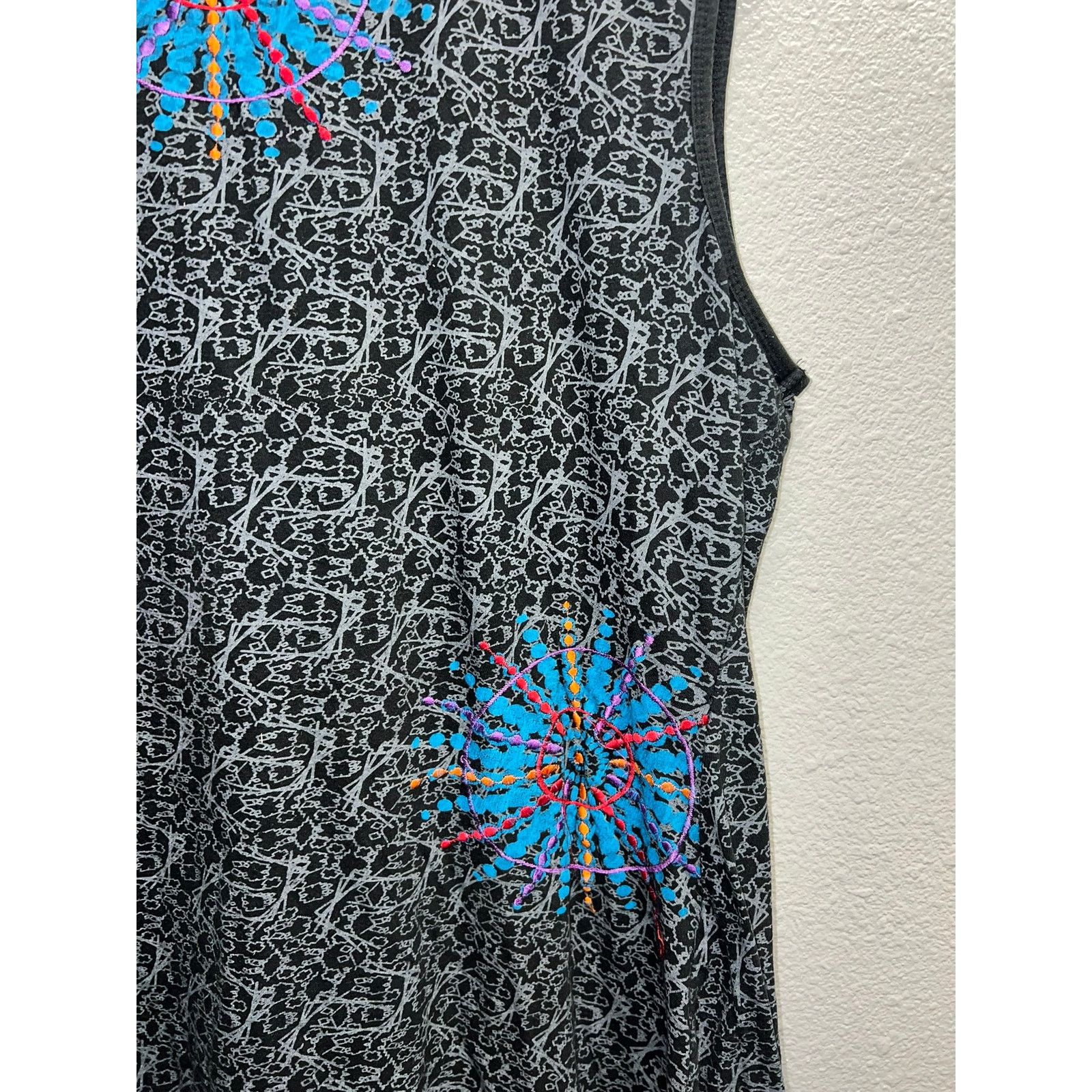 Vintage Womens Lunieva Dress Top Short Boho Bohemian Geometric XL Size XL / US 12-14 / IT 48-50 - 3 Thumbnail