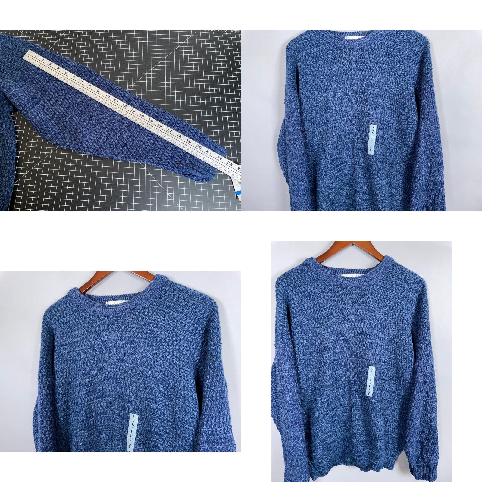 Sears VINTAGE Sears Men's Sweater Chunky Knit Crewneck L Blue Casual 90s Retro Heavyweight USA Size US L / EU 52-54 / 3 - 8 Thumbnail
