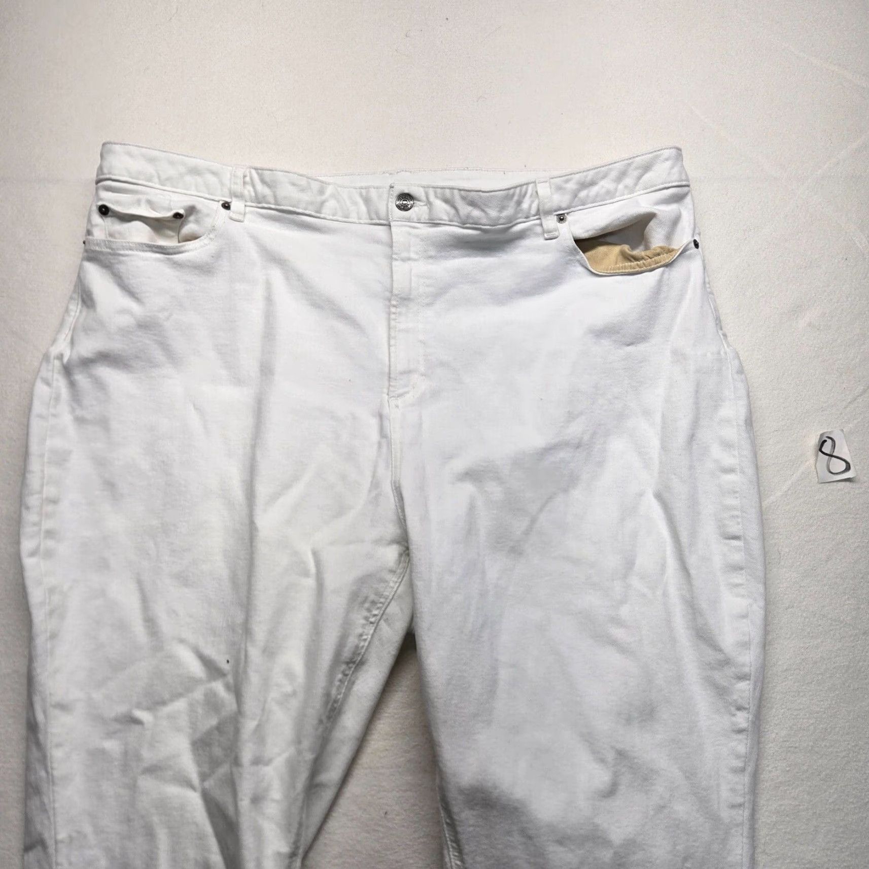 Vintage LL Bean Pants Solid White Straight Leg 100% Cotton Regular Casual Women's 24W Size 42" / US 20 - 2 Thumbnail