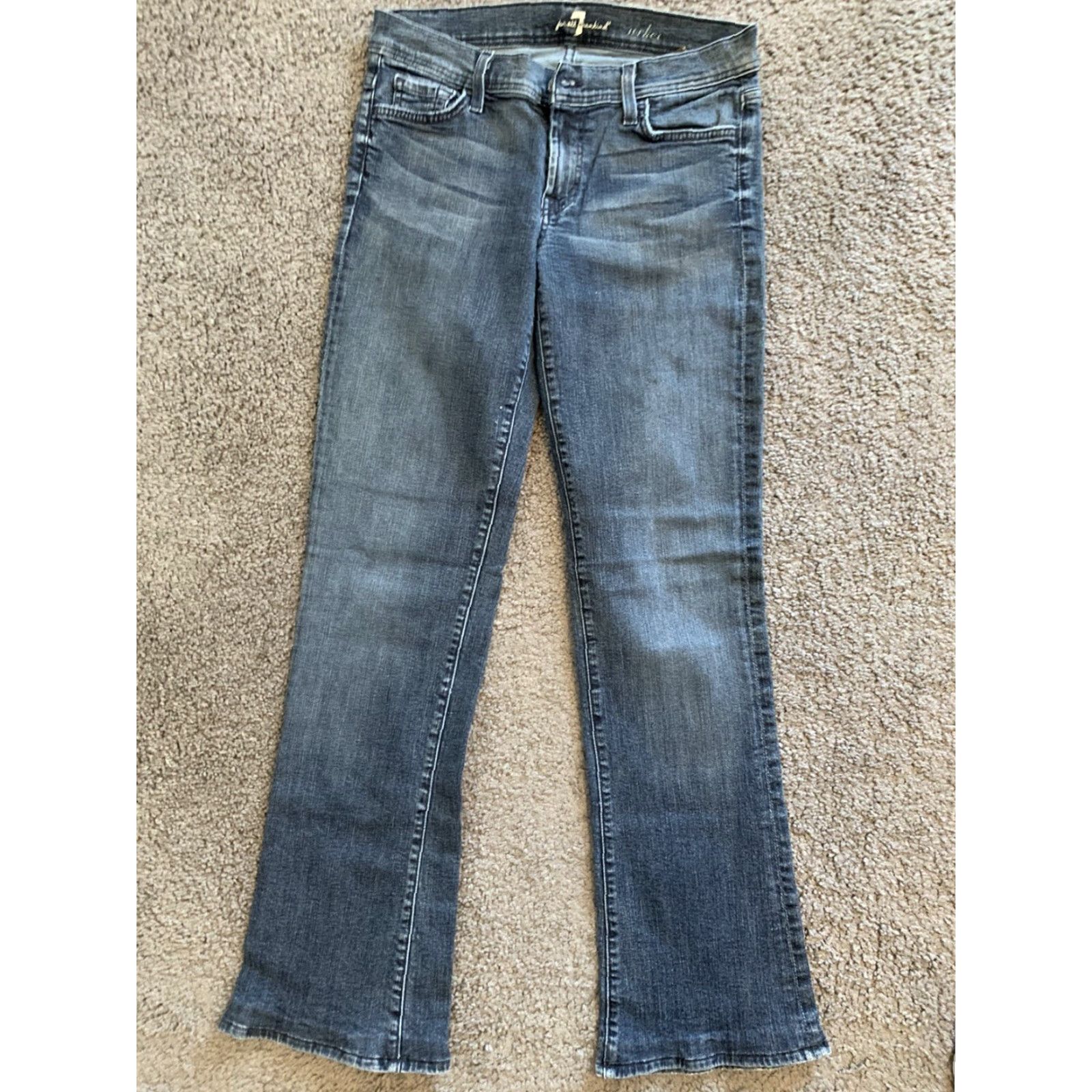 7 For All Mankind 7 For all Mankind Rocker Bootcut Jeans Women Sz 29 L30 Blue Distressed Size 29" - 4 Thumbnail