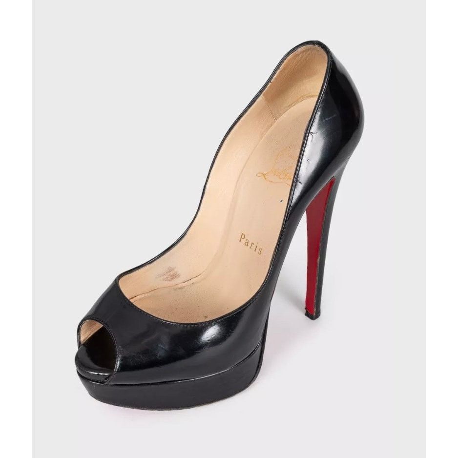 Christian Louboutin Christian Louboutin Black Leather Lady Peep Pumps - Sz 37 Size US 6 / IT 36 - 3 Thumbnail