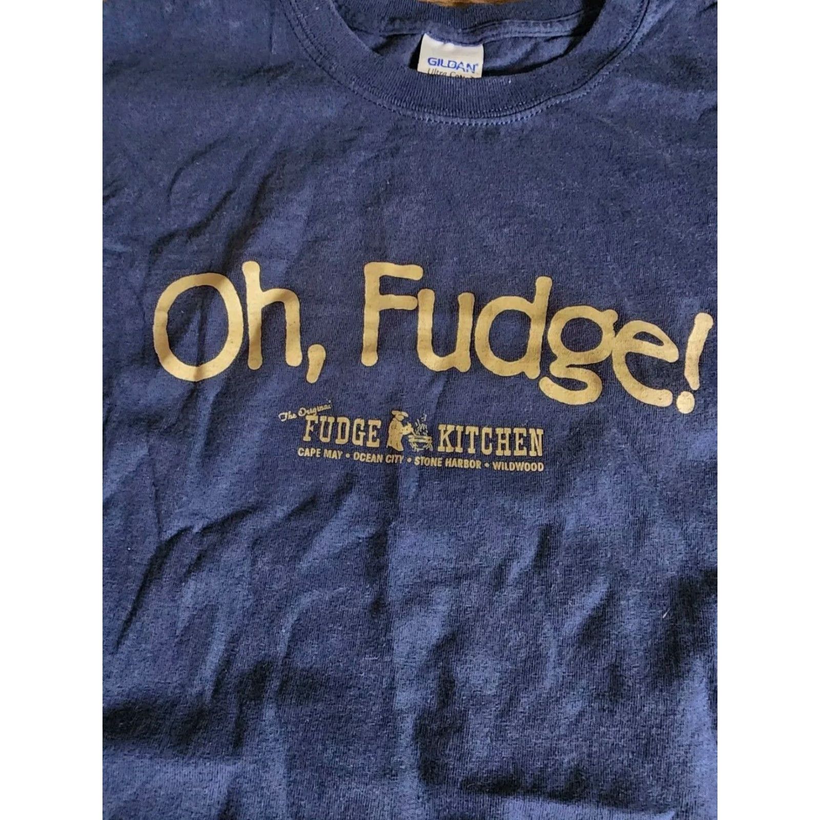 Gildan VINTAGE Gildan T-Shirt Mens L Blue Retro Y2K Oh Fudge! The Original Fudge Kitchen Short Sleeve Crew Neck 100% Cotton Preshrunk Graphic Print Size US L / EU 52-54 / 3 - 2 Thumbnail