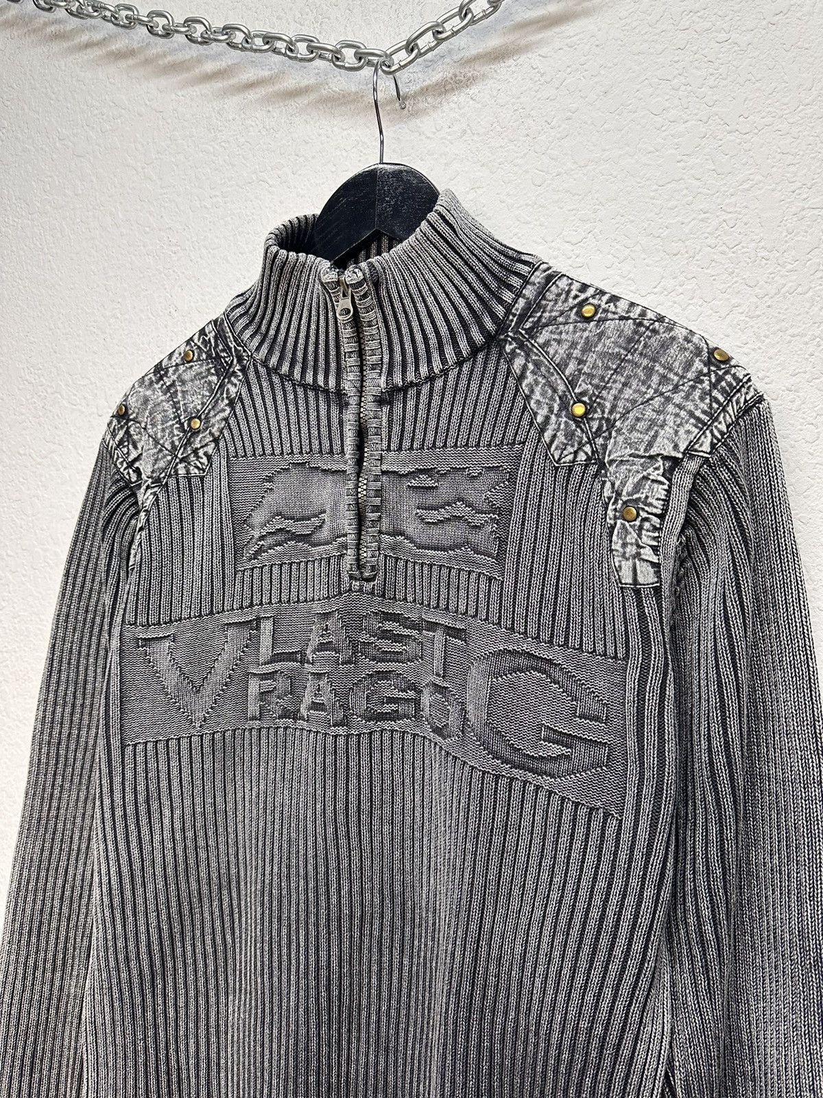 Other Lyjeassion gothic knit halfzip sweater distressed y2k style Size US XL / EU 56 / 4 - 7 Thumbnail