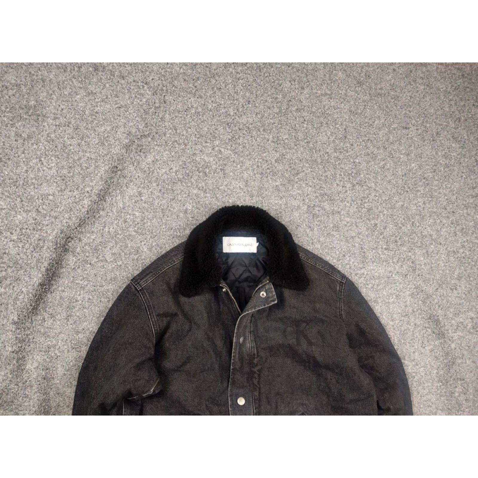 Calvin Klein Calvin Klein Jeans Sherpa Flight Bomber Jacket Denim Black Pocket Raf Style Size US 31 - 2 Thumbnail