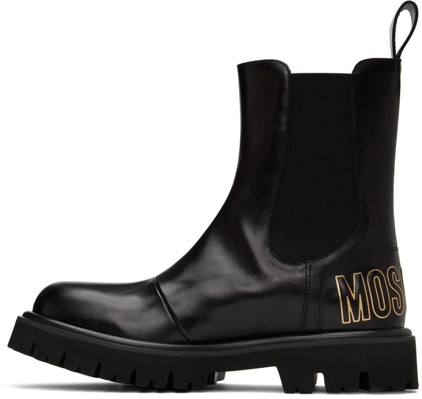 Moschino o1y0225 Logo Leather Ankle Boots in Black Size US 9 / EU 42 - 2 Thumbnail