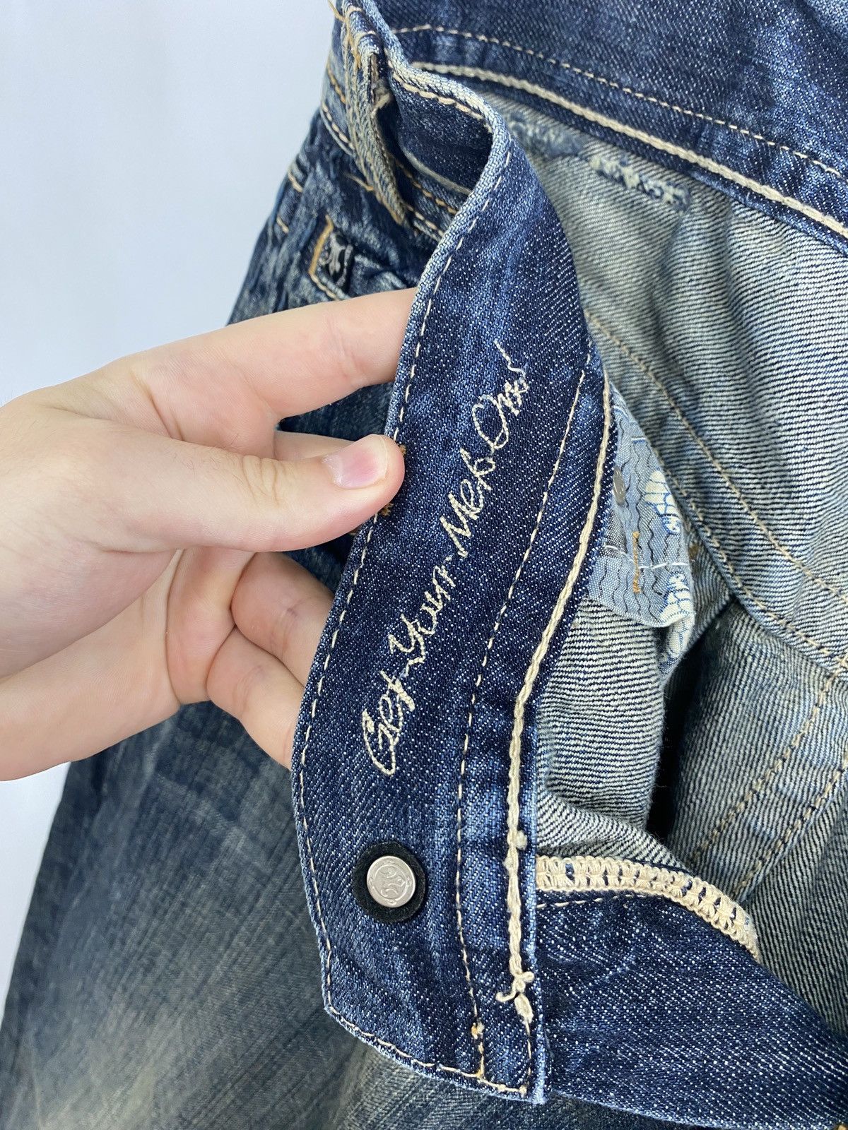 4GSELLER 🇯🇵 Y2K MEK Denim USA Trashed Faded Japan Style Jeans Rare Size US 34 / EU 50 - 18 Thumbnail