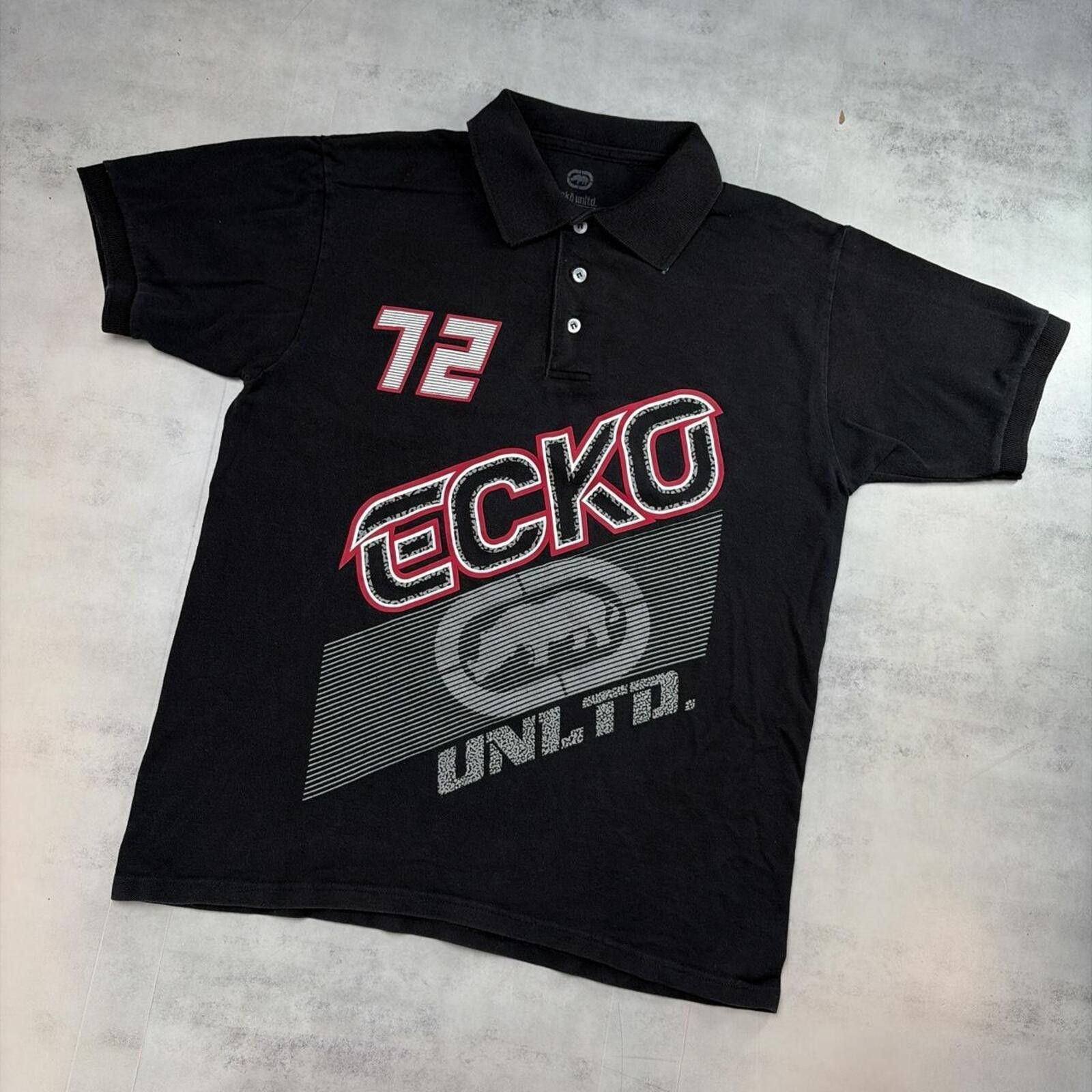 Ecko Unltd. Y2K Black Ecko Unltd Grunge Skater Polo Shirt Size US L / EU 52-54 / 3 - 2 Thumbnail