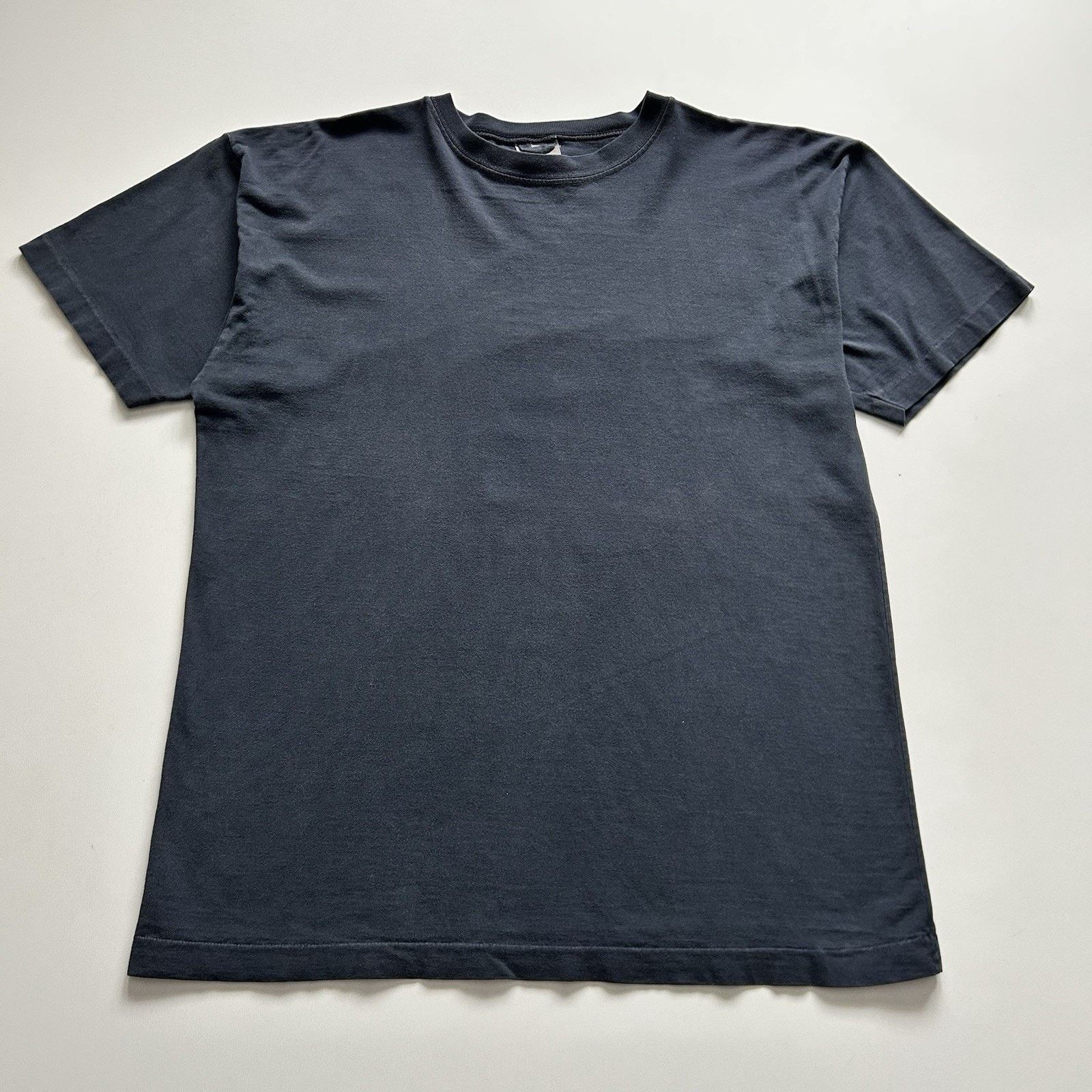 Vintage 90s Sun Faded Navy Blue Blank Shirt XL Single Stitch
