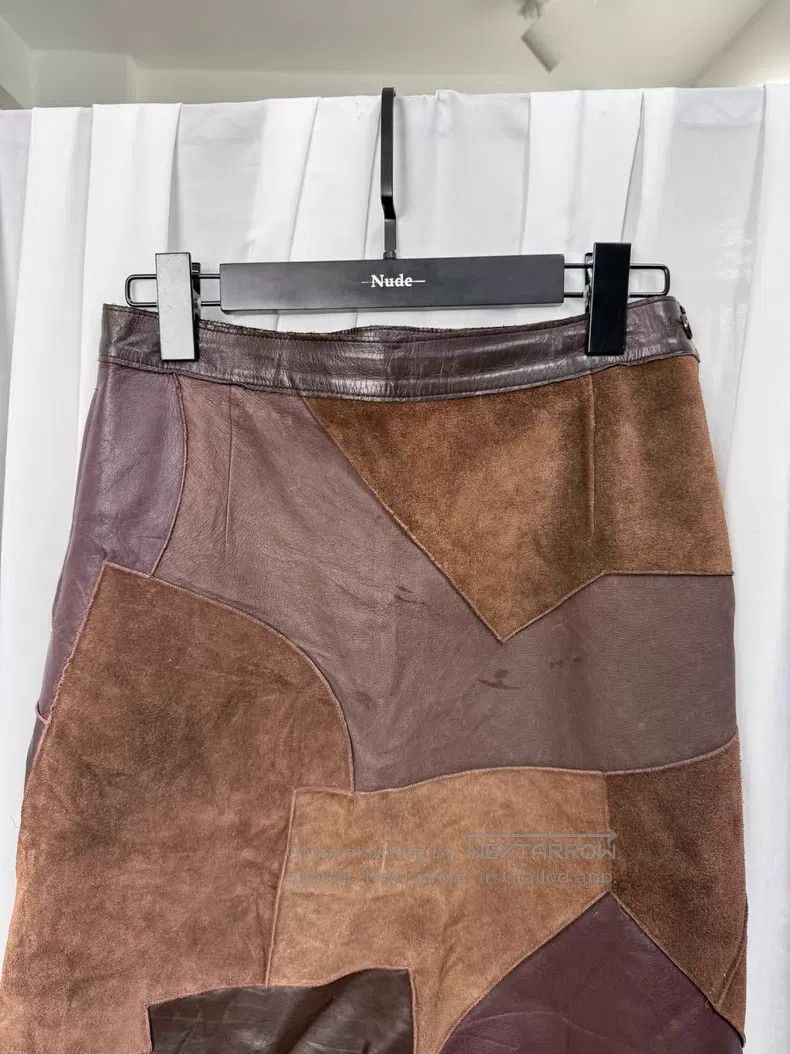 Comme des Garcons Comme des garcons 02AW leather patchwork midi skirt| Size 28" / US 6 / IT 42 - 2 Thumbnail