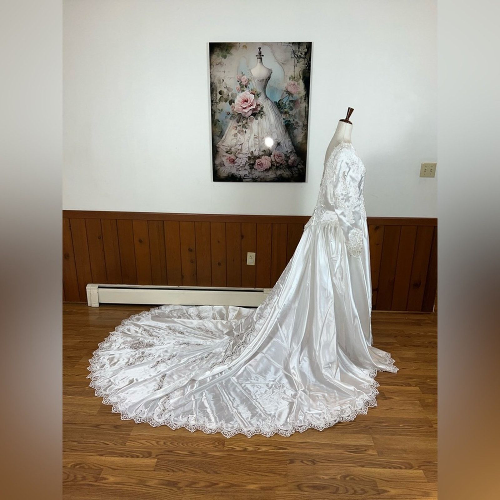Vintage Gorgeous Vintage 90s Mary’s Bridal Satin Wedding Gown! Size 4XL / US 24-26 - 4 Thumbnail