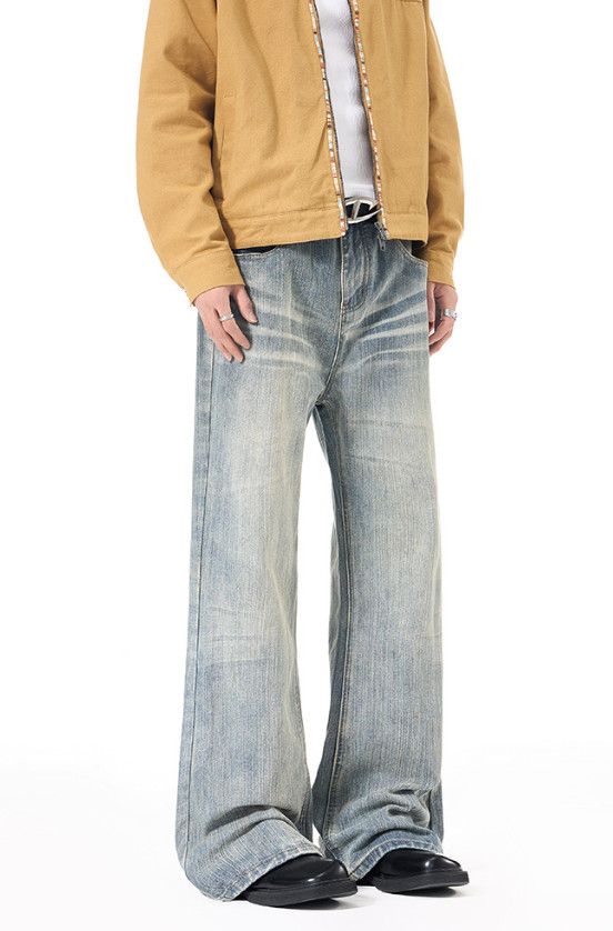 Japanese Brand Washed distressed retro high-street vibe loose flared jeans Size US 32 / EU 48 - 2 Thumbnail