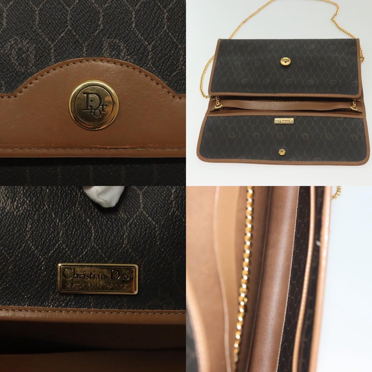 Dior DIOR Honeycomb Canvas Chain Shoulder Bag Pvc Black Gold Size ONE SIZE - 11 Thumbnail