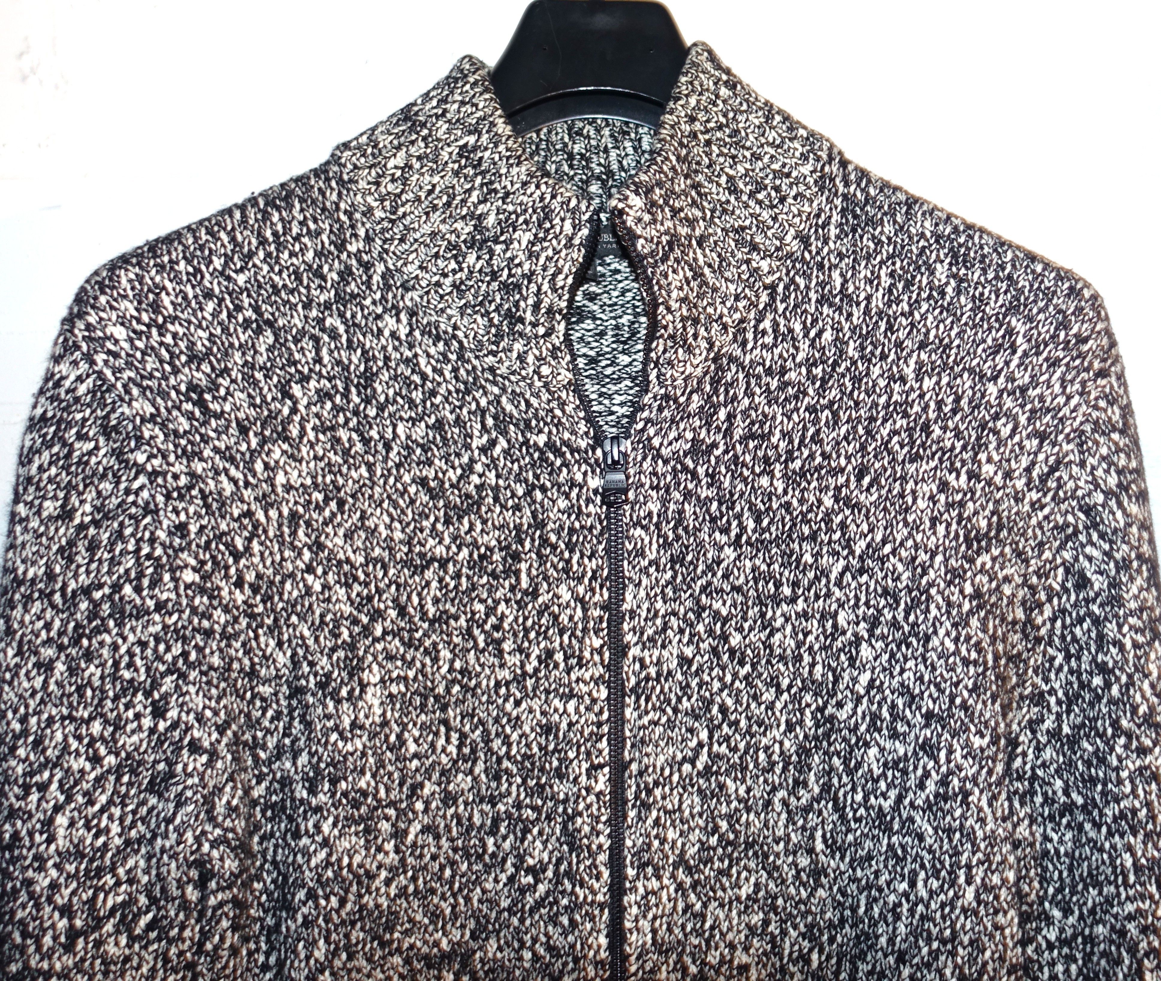 Banana Republic Banana Republic Black White Wool Zip Up Sweater M Size US M / EU 48-50 / 2 - 2 Thumbnail