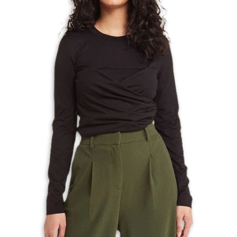 Other Vero Moda Nelly Top Ruched Knit Long Sleeves Black XS NWT Size XS / US 0-2 / IT 36-38 - 1 Thumbnail