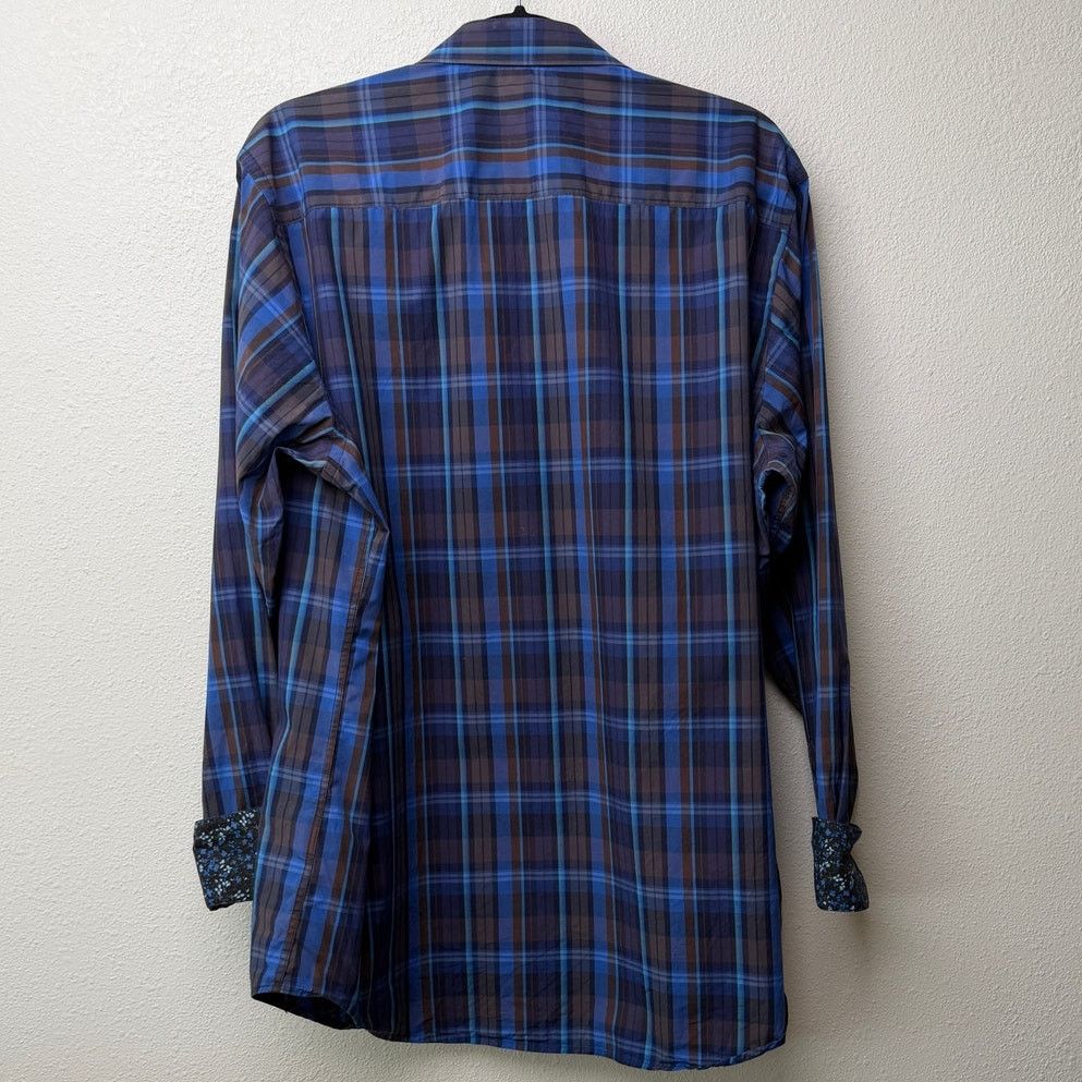 BUGATCHI Bugatchi Plaid Button Front Shirt Blue Brown Gray Men’s L Size US L / EU 52-54 / 3 - 3 Thumbnail
