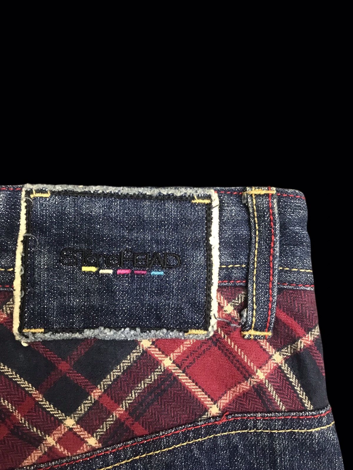 Japanese Brand 💥DENIM ART💥STONE HEAD Zipper Tartan Leg Denim F154 Size US 35 - 13 Thumbnail