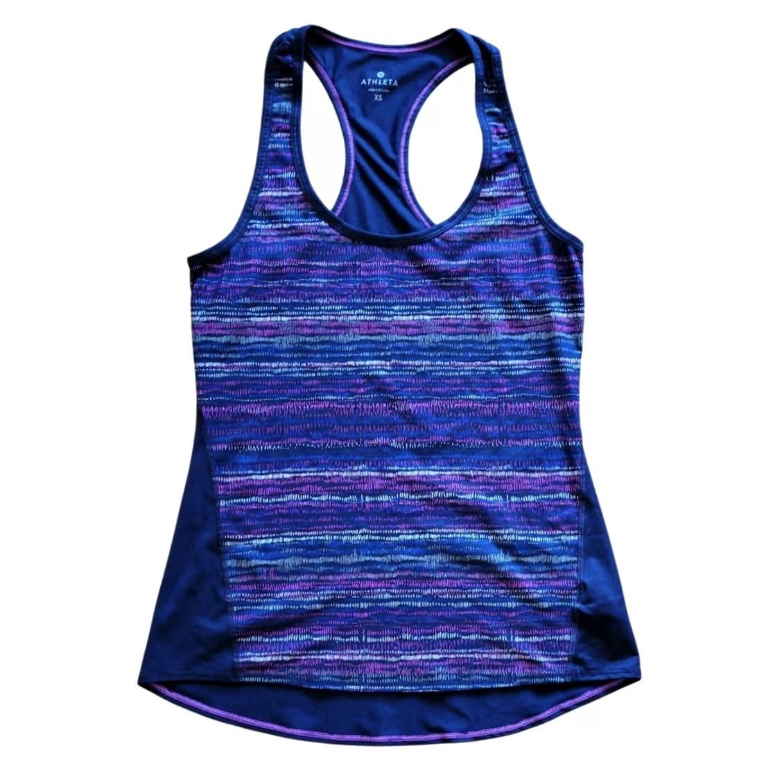 Athleta Athleta Tank Top Womens XS Navy Blue Pink Striped Racerback Athletic Size XS / US 0-2 / IT 36-38 - 2 Thumbnail