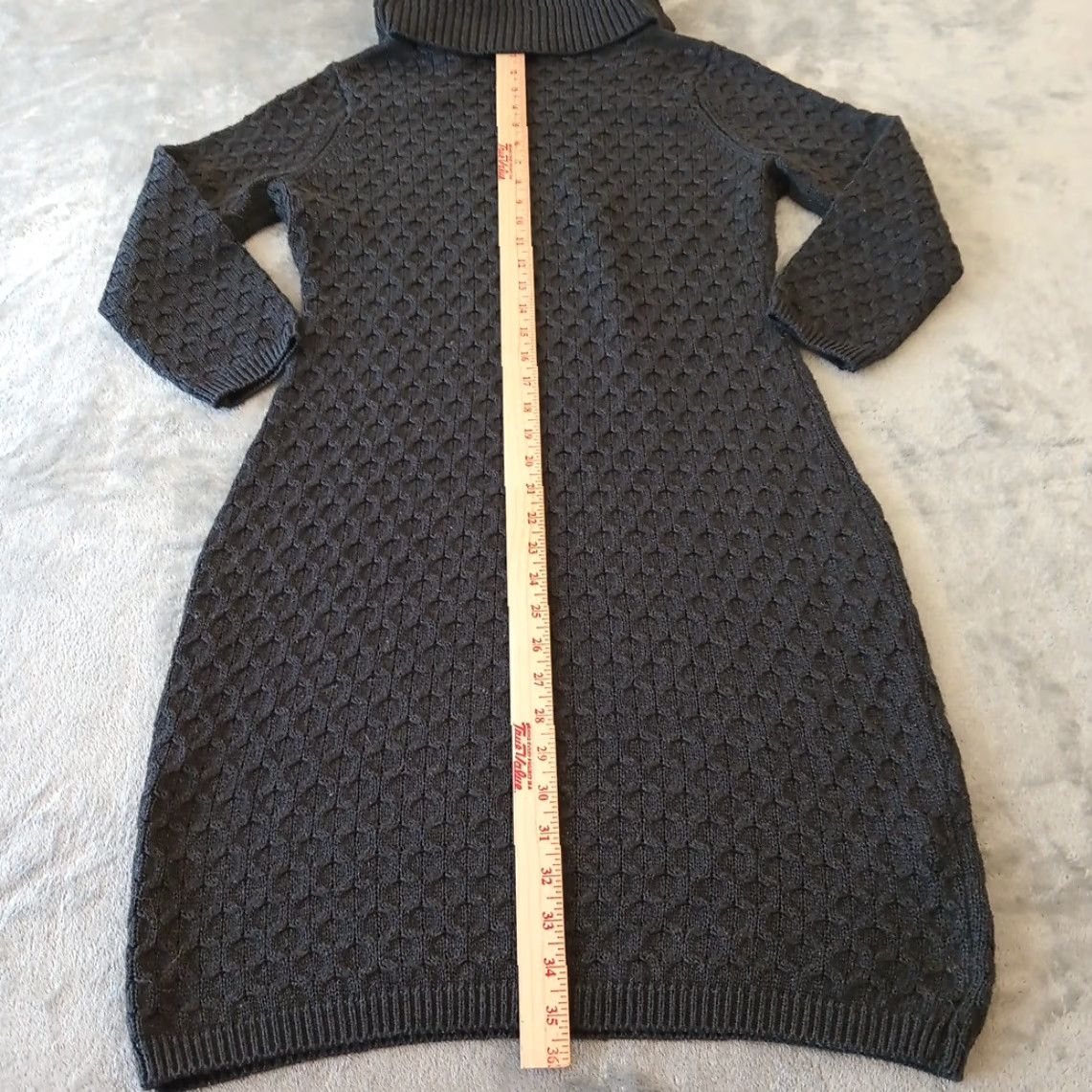 Calvin Klein Calvin Klein Sweater Dress M Gray Chunky Knit Long Sleeve Turtleneck Womens Knee Length Pullover Dry Clean Only Knit Stretch Regular Size M / US 6-8 / IT 42-44 - 5 Thumbnail