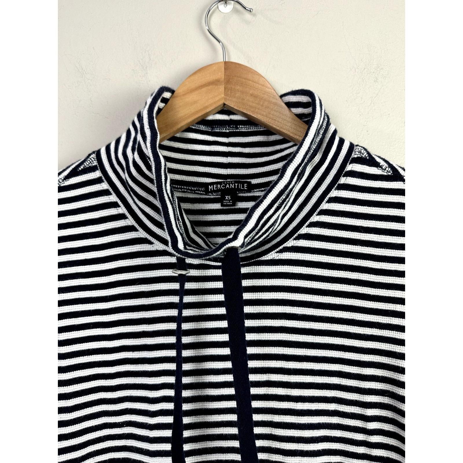 J.Crew J Crew Blue White Stripe Funnel Neck Tunic Waffle Knit XS Size XS / US 0-2 / IT 36-38 - 3 Thumbnail