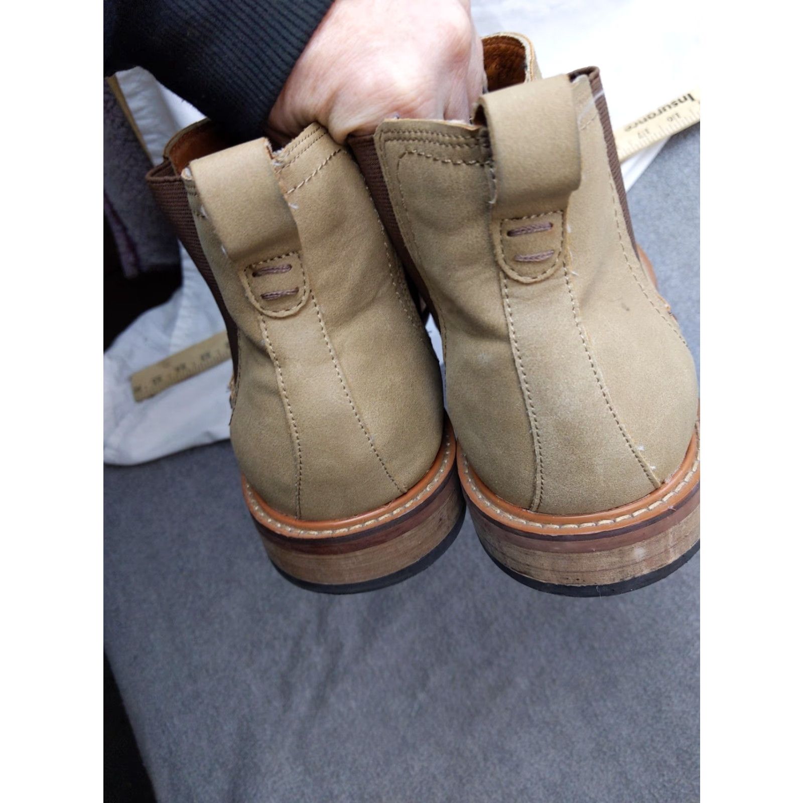 Vintage Madden Chelsea Boots Mens 13 Beige Nubuck Slip On Ankle Ortholite Casual Boots Size US 13 / EU 46 - 4 Thumbnail