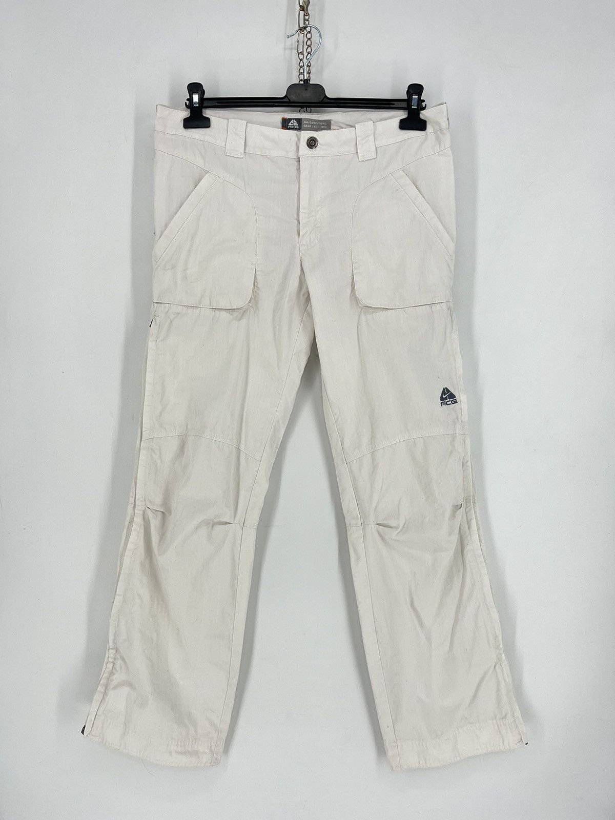 Nike ACG Vintage Nike Acg Zipper Tracking White Pants Outdoor Life Size US 31 - 1 Thumbnail