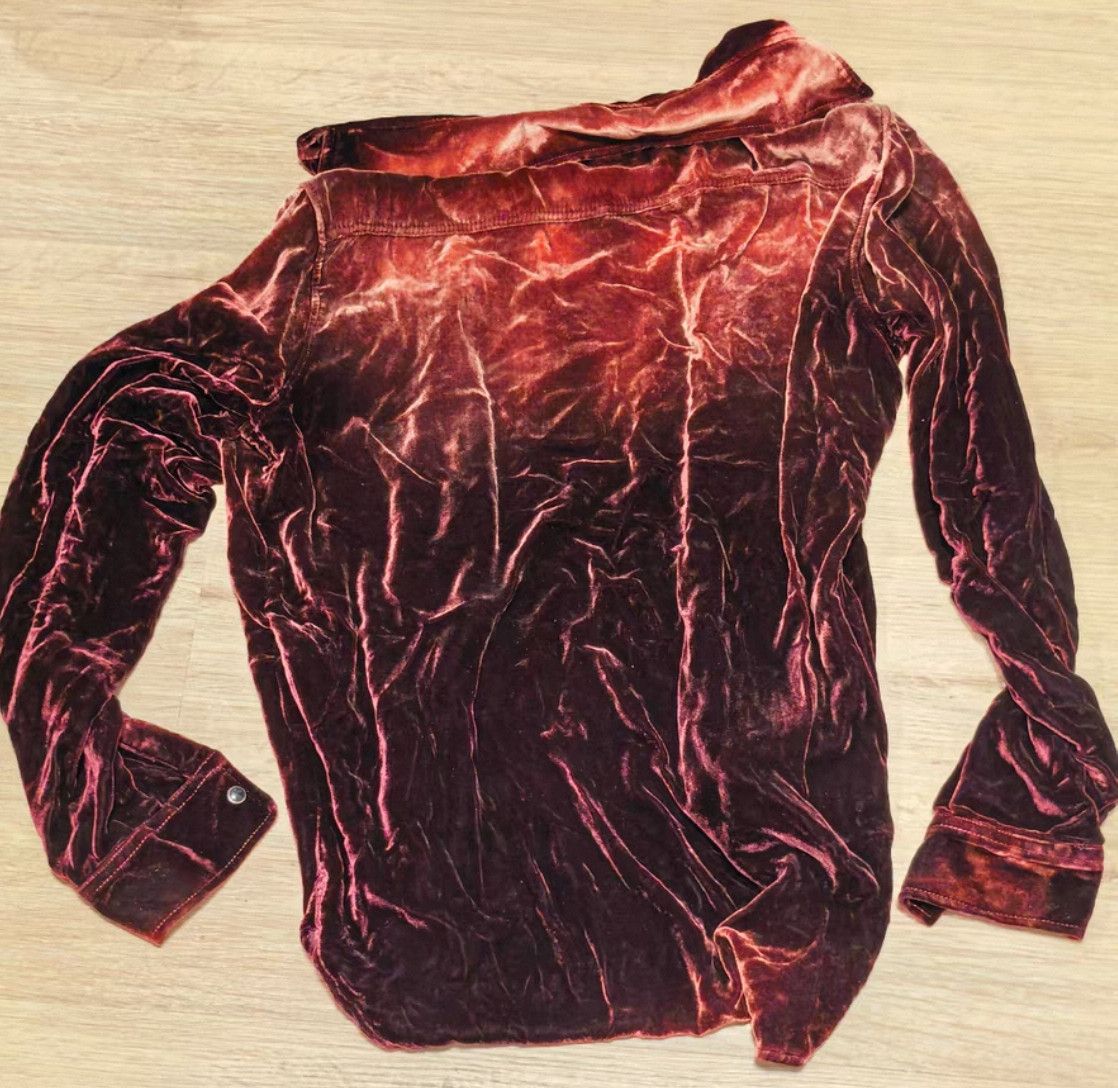 Saint Laurent Paris Saint Laurent Red Velvet Western Shirt. Size US XS / EU 42 / 0 - 7 Thumbnail