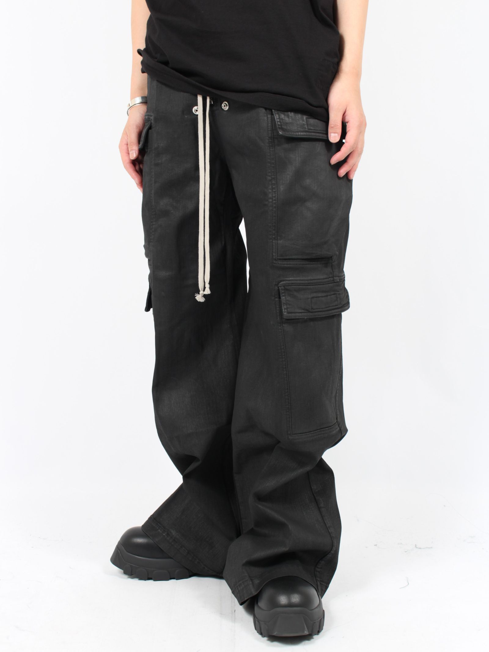 Rick Owens Drkshdw DOUBLE CARGO JUMBO BELA BLACK WAX PANTS Size US 34 / EU 50 - 9 Thumbnail