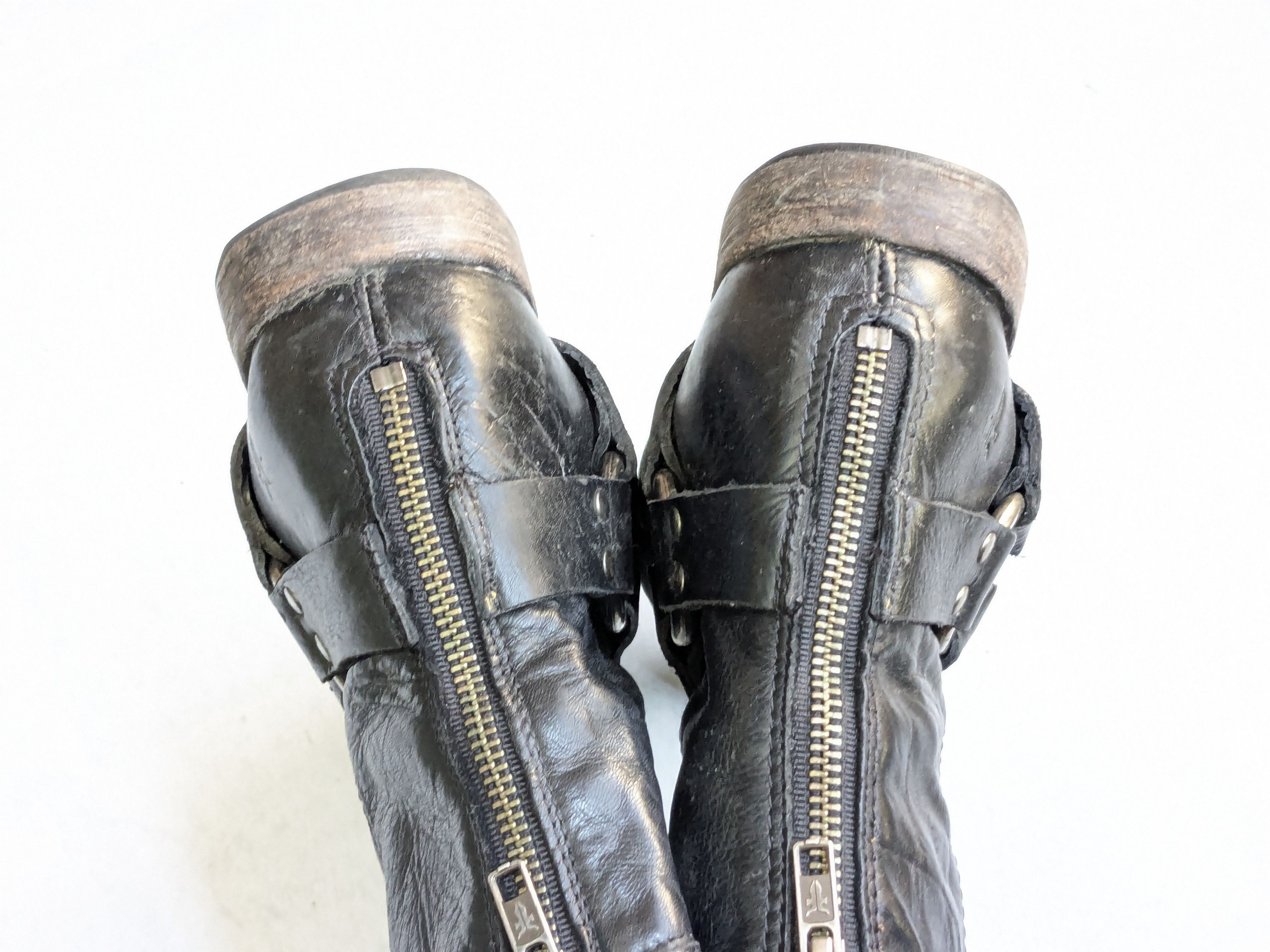 Frye Frye Harness Boots Black 7.5 D Back Zip Straps Size US 7.5 / EU 40-41 - 14 Thumbnail