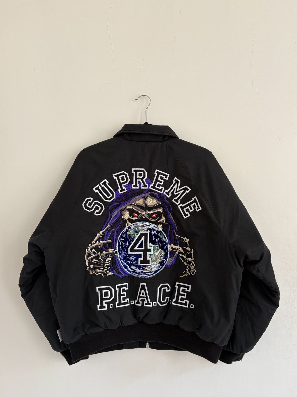 Supreme SUPREME PEACE EMBROIDERED WORK JACKET BLACK L | Grailed