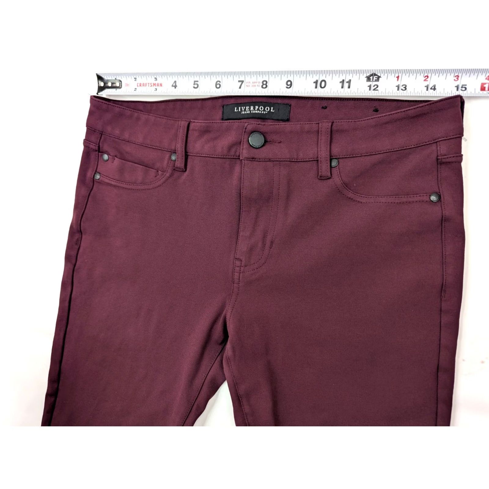 Vintage Liverpool Jeans The Ankle Skinny Jeans Women 8 Red Wine Stretch 30x27 5-Pocket Denim High Rise Skinny 30 in Belt Loops Women Size 30" / US 8 / IT 44 - 4 Thumbnail