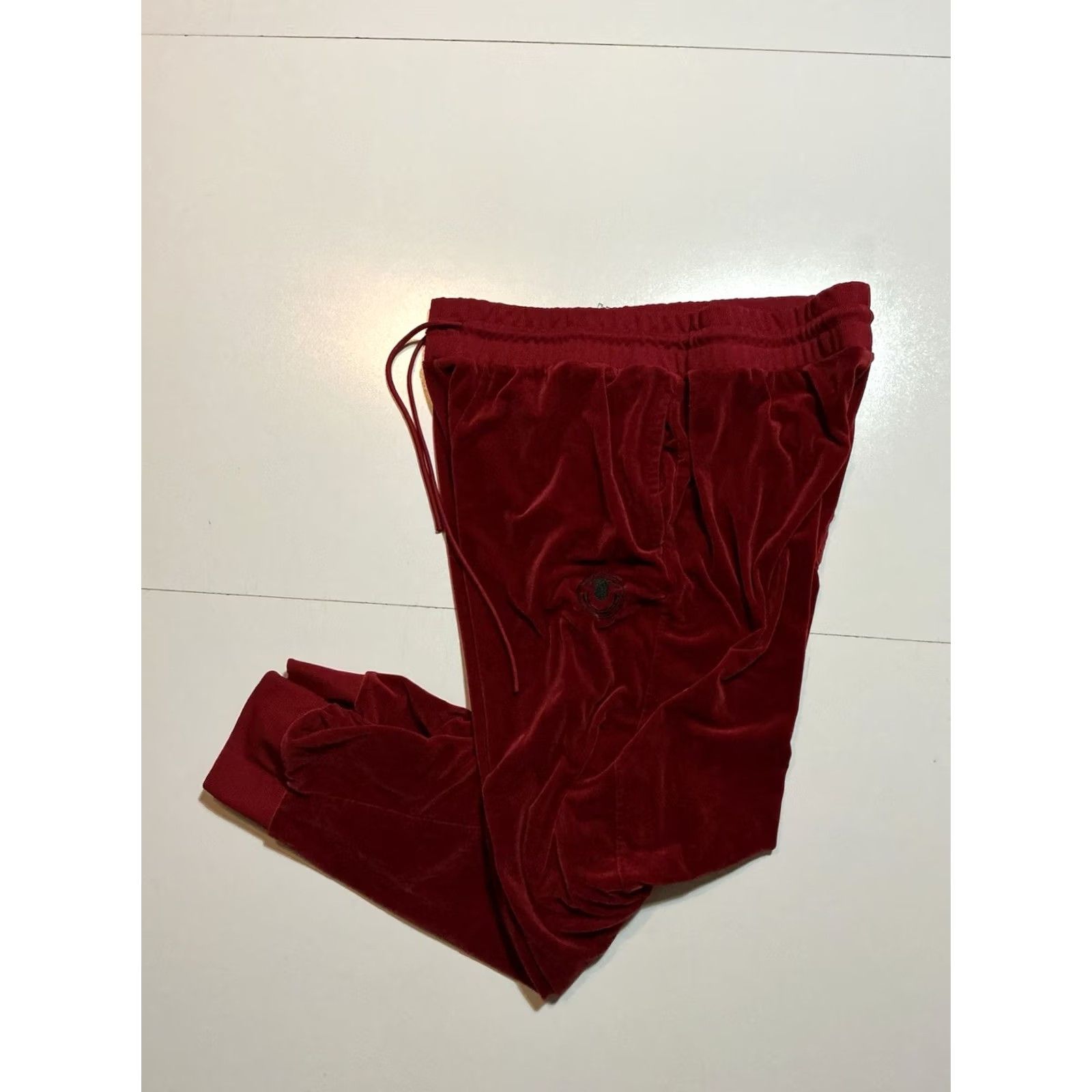 True Religion VINTAGE True Religion Red Dahlia Velour Jogger Track Pants HS Horseshoe Circle Logo 2XL Mens Size US 39 - 2 Thumbnail