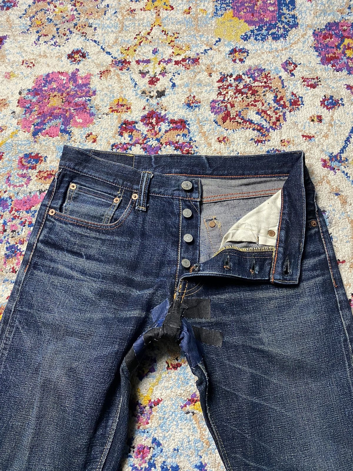 EIGHT-G × Japanese Brand × Vintage Eight G Lot 601 Rokumaru Vintage Style 15oz distressed & cut Size US 29 - 12 Thumbnail