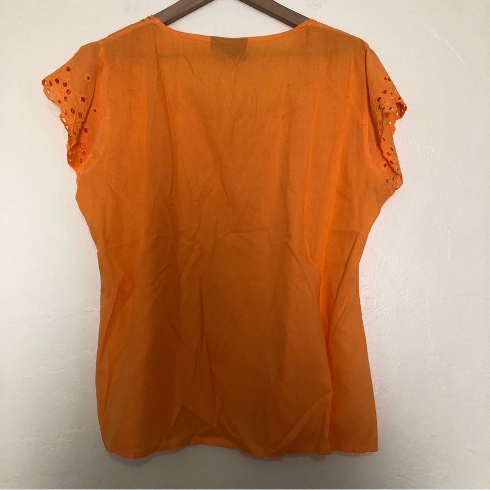 Other Ruby n Style Orange Cotton Embroidered Short Sleeve Blouse Size XL / US 12-14 / IT 48-50 - 9 Thumbnail