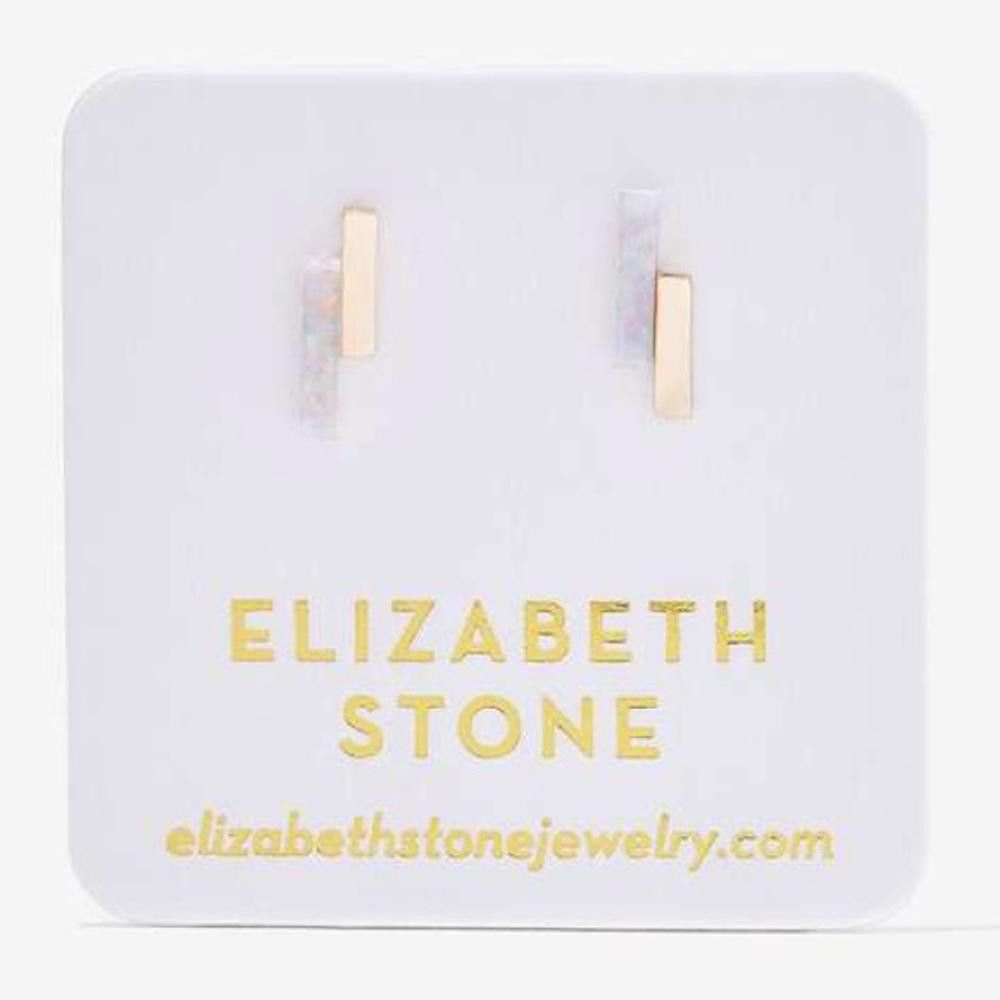Designer ELIZABETH STONE Gold and Opal Mod Bar Stud Earrings NEW Size ONE SIZE - 2 Thumbnail