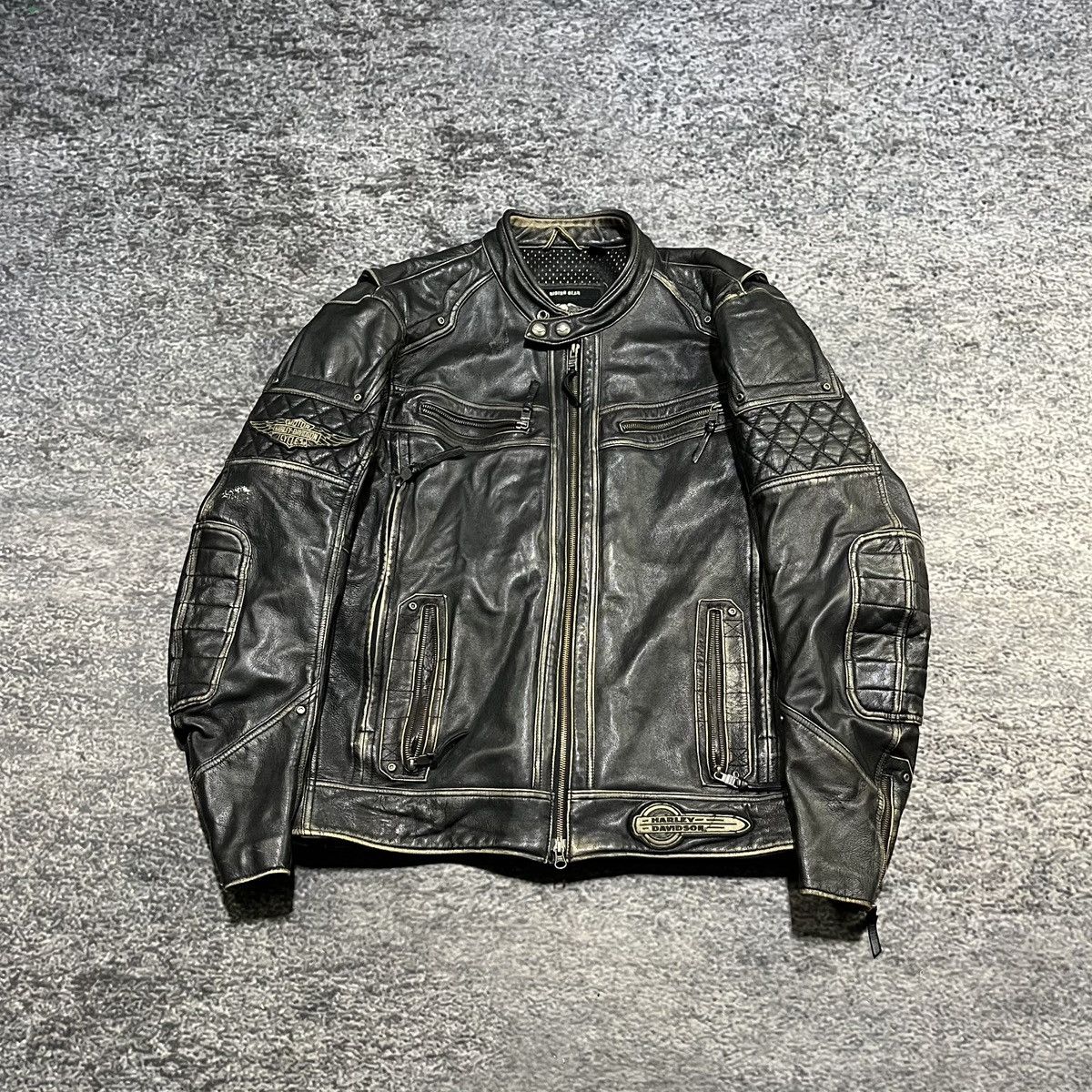 Harley Davidson VINTAGE HARLEY DAVIDSON TIFTON BIKER GRUNGE LEATHER JACKET Size US L / EU 52-54 / 3 - 1 Thumbnail