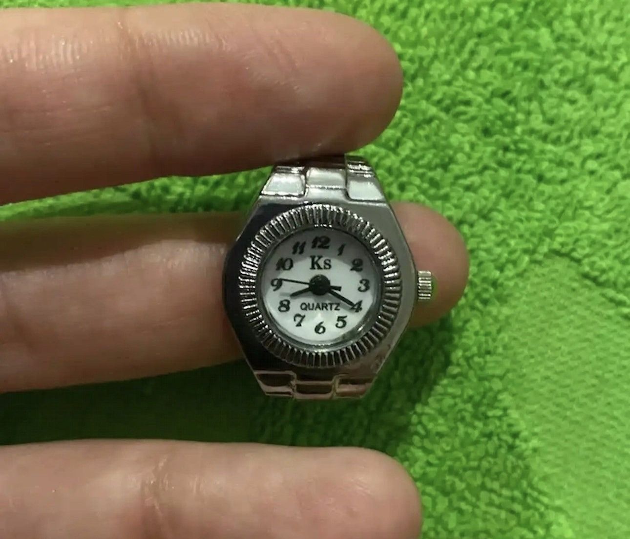 Jewelry Watch Ring White Silver Modern Time Clock Punk Art Sleek Size ONE SIZE - 2 Thumbnail