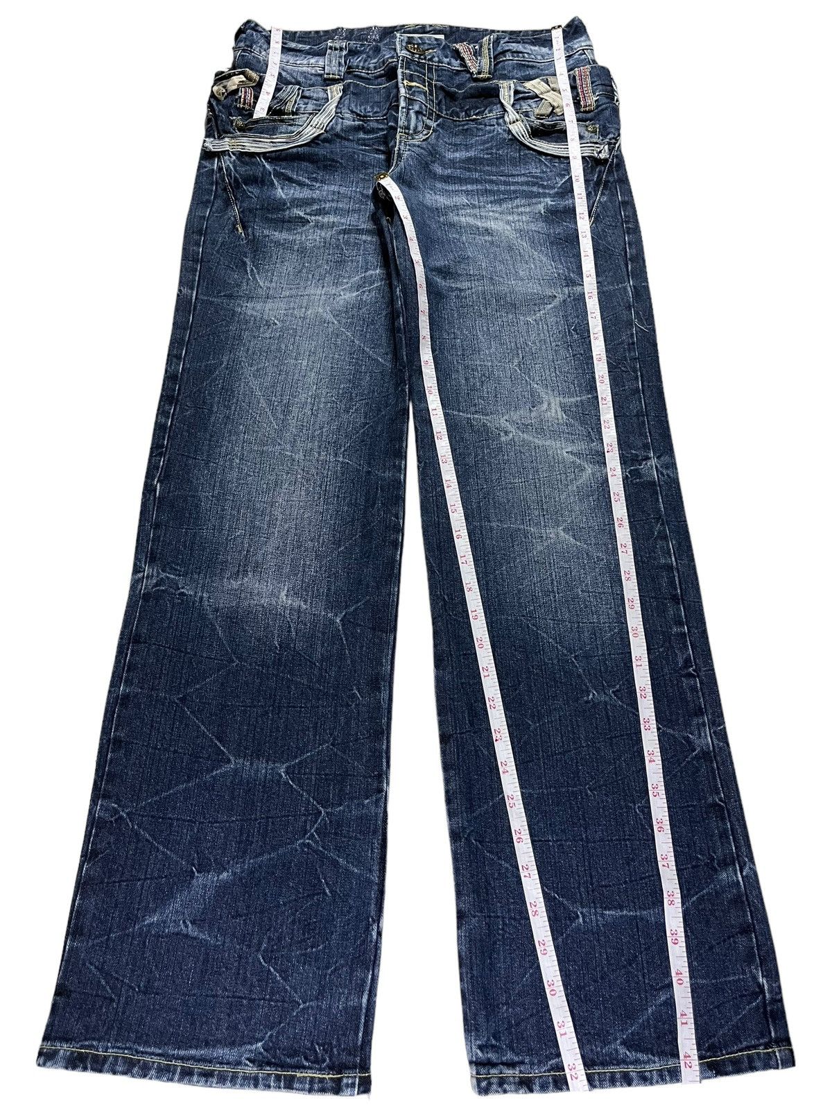 Japanese Brand Vintage Japanese Brand Double Waist Thunder Acid Wash Jeans Size US 32 / EU 48 - 14 Thumbnail
