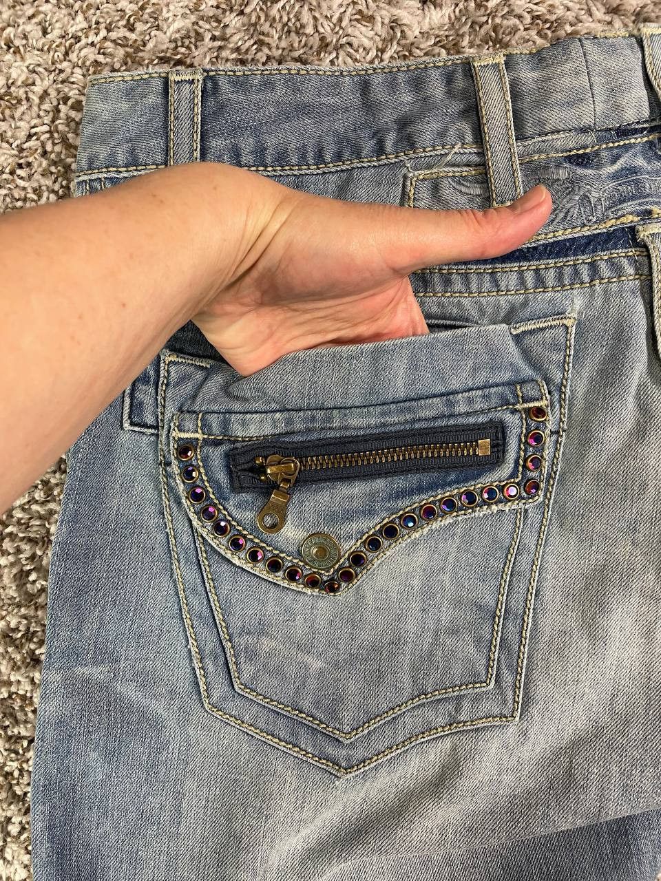 Robins Jeans Robin's Jean Zip RND Flap Studded Blue Jeans Size US 38 / EU 54 - 20 Thumbnail
